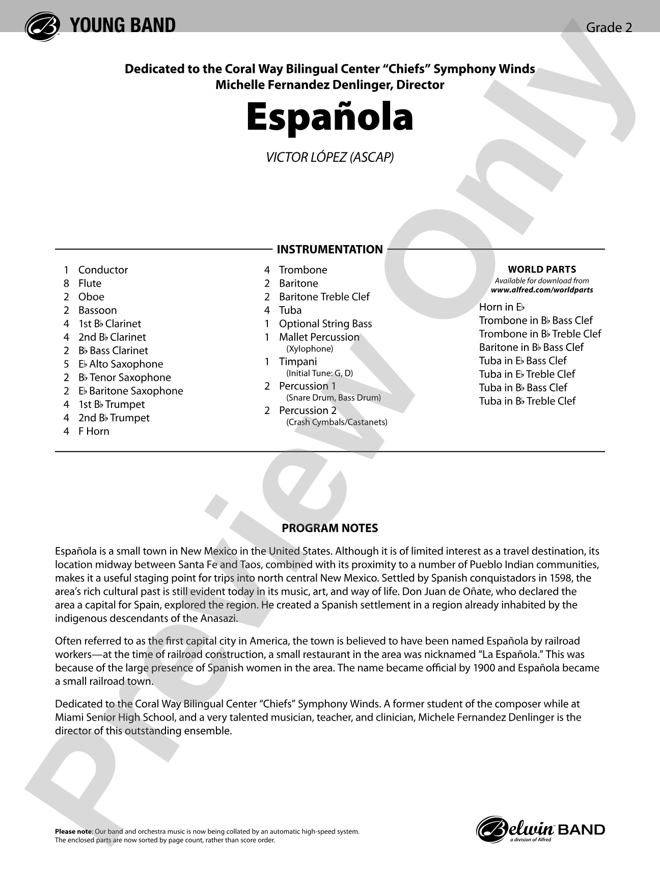 Española: Concert Band Conductor Score & Parts