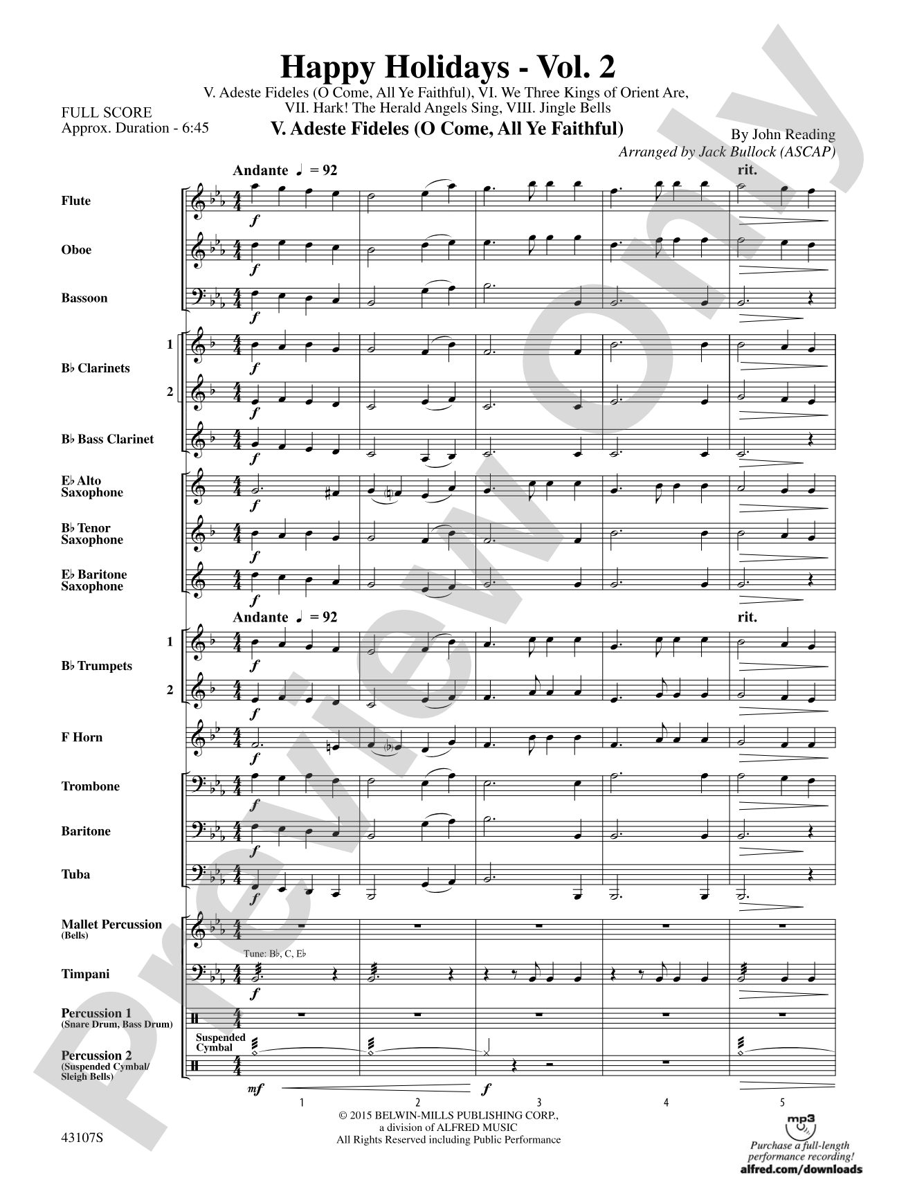Happy Holidays---Vol. 2: Concert Band Conductor Score & Parts