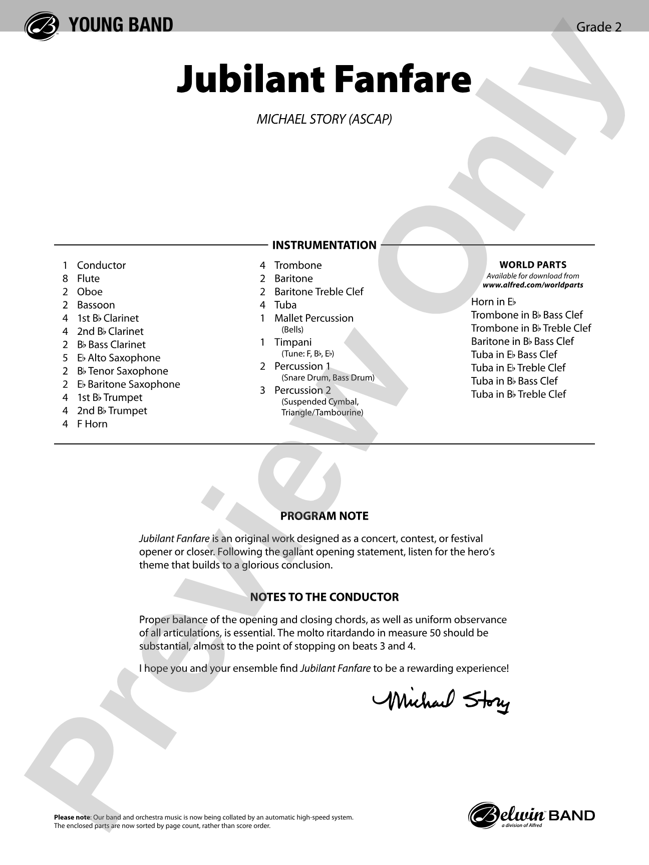 Jubilant Fanfare: Concert Band Conductor Score & Parts