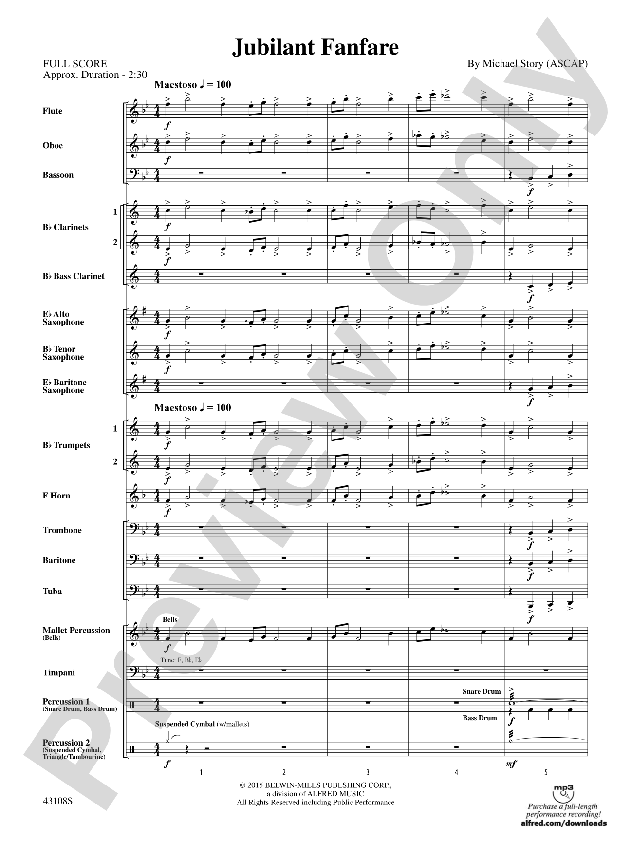 Jubilant Fanfare: Concert Band Conductor Score & Parts
