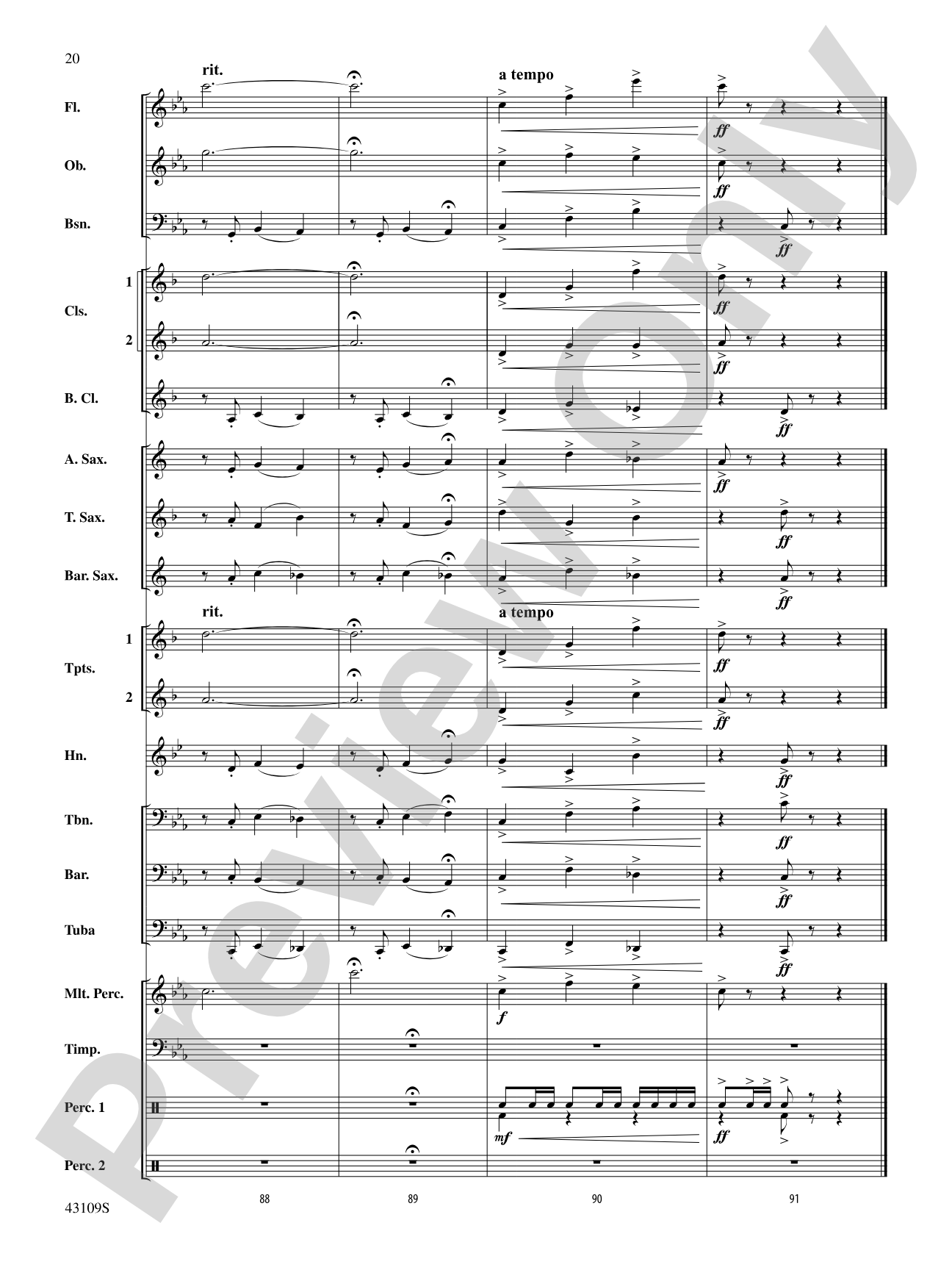 On a Tune of William Billings: Concert Band Conductor Score & Parts