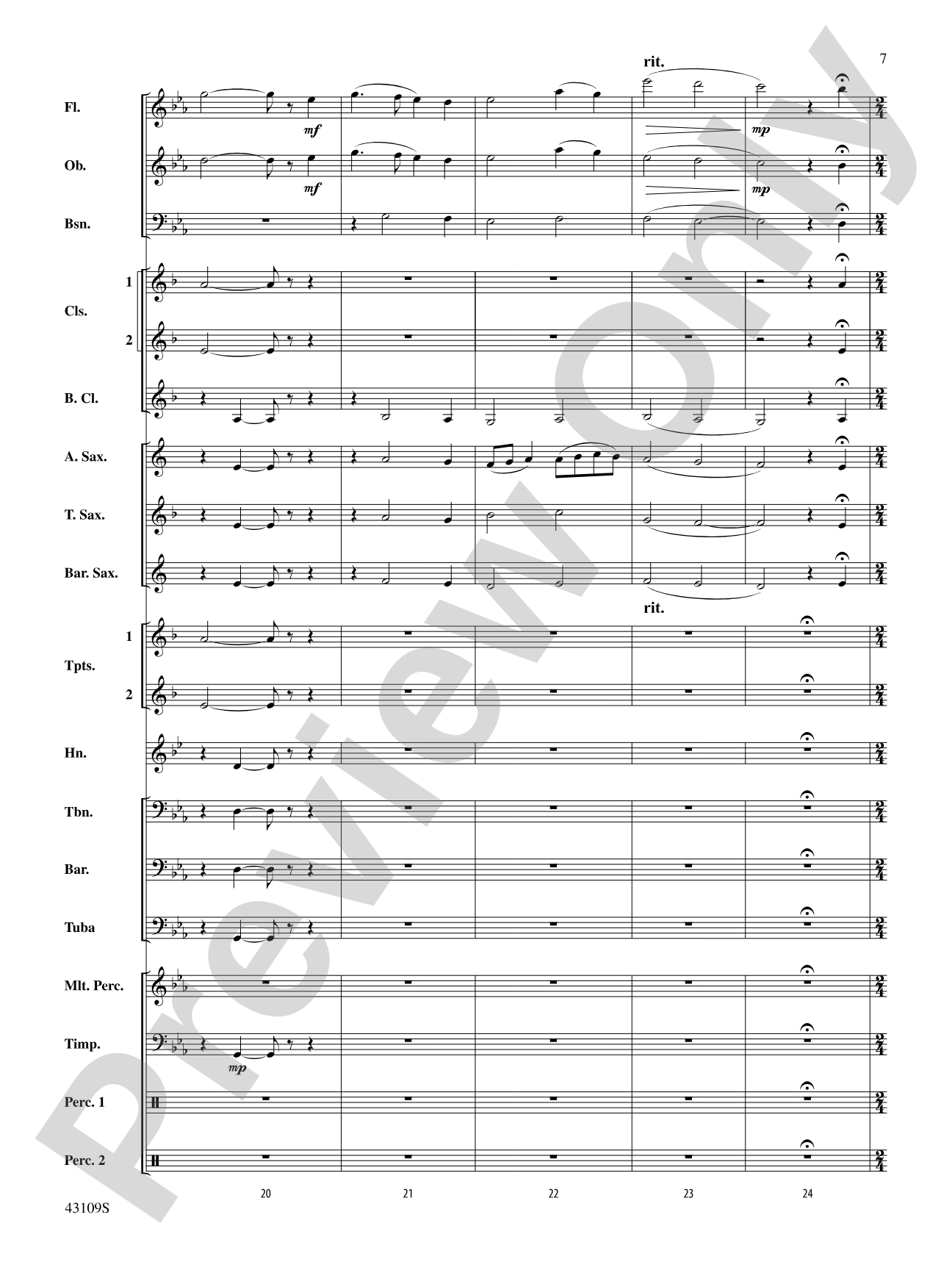On a Tune of William Billings: Concert Band Conductor Score & Parts