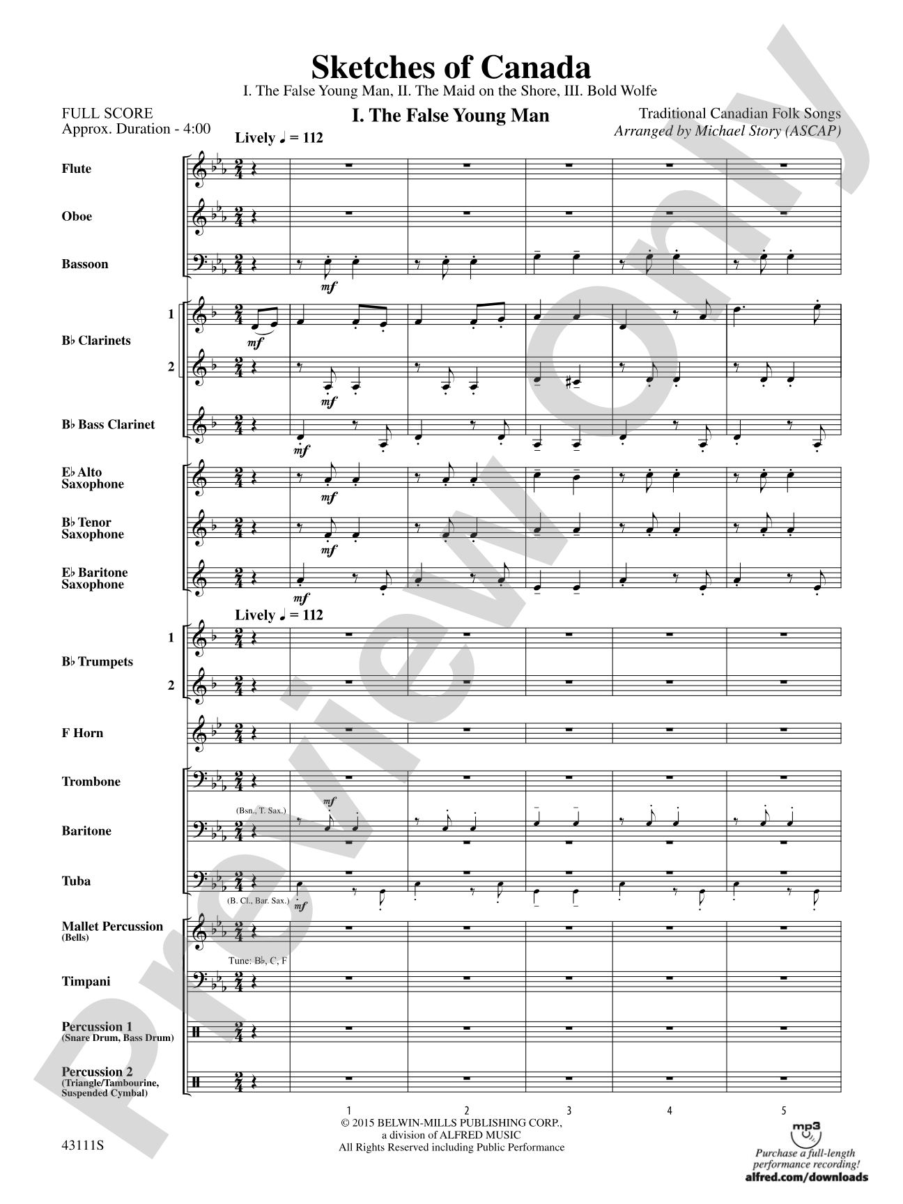 Sketches of Canada: Concert Band Conductor Score & Parts