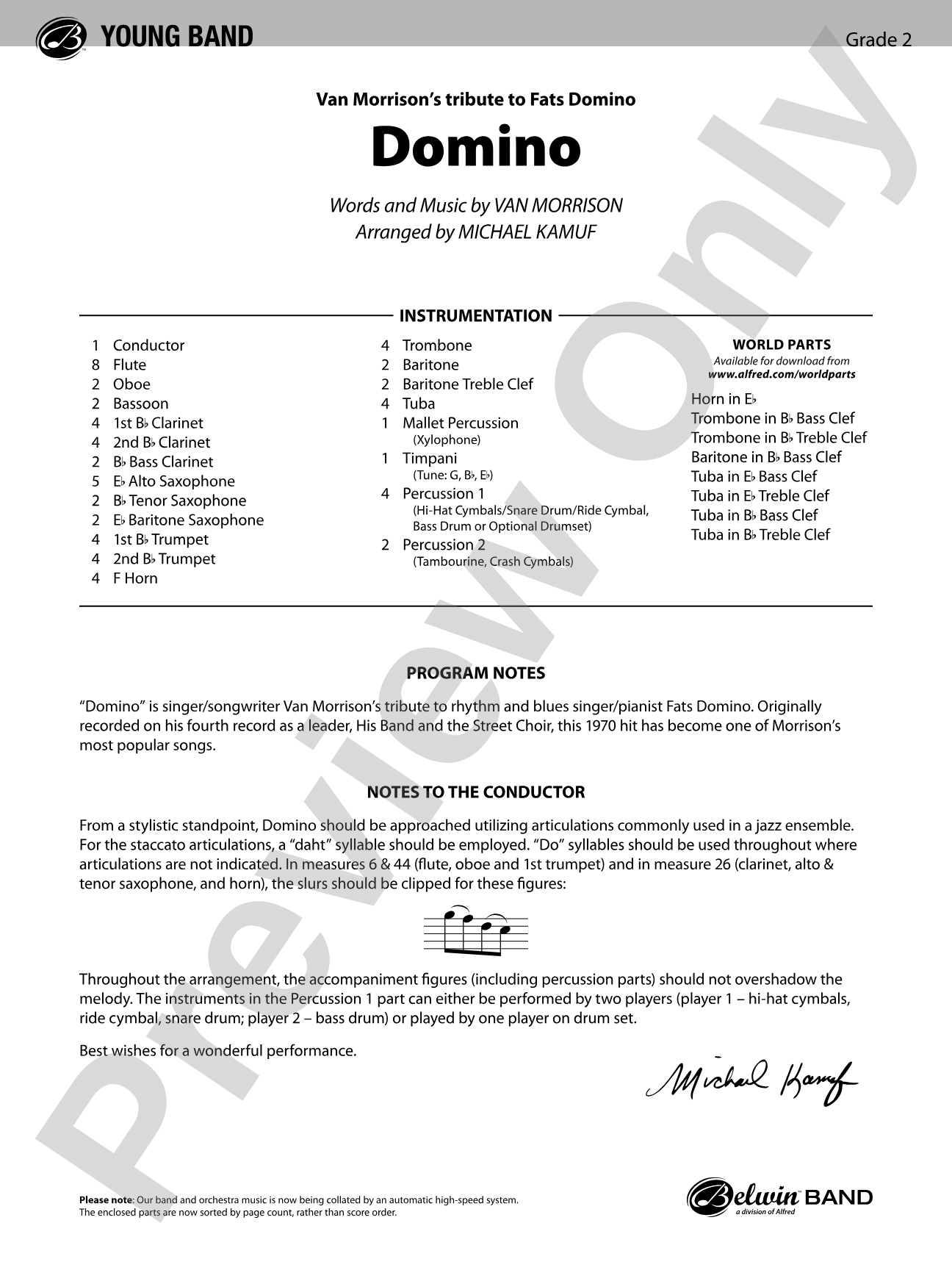 Domino: Concert Band Conductor Score & Parts