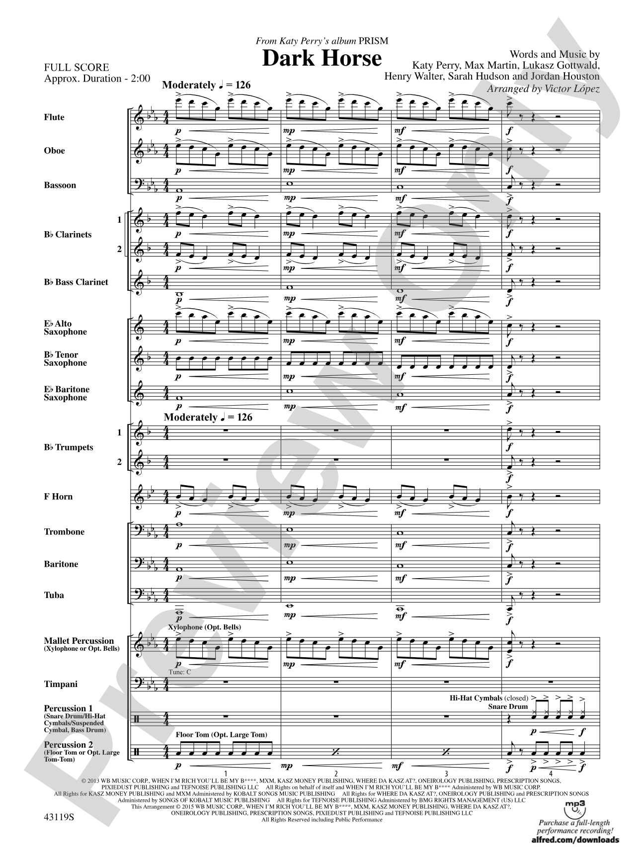 Dark Horse: Concert Band Conductor Score & Parts