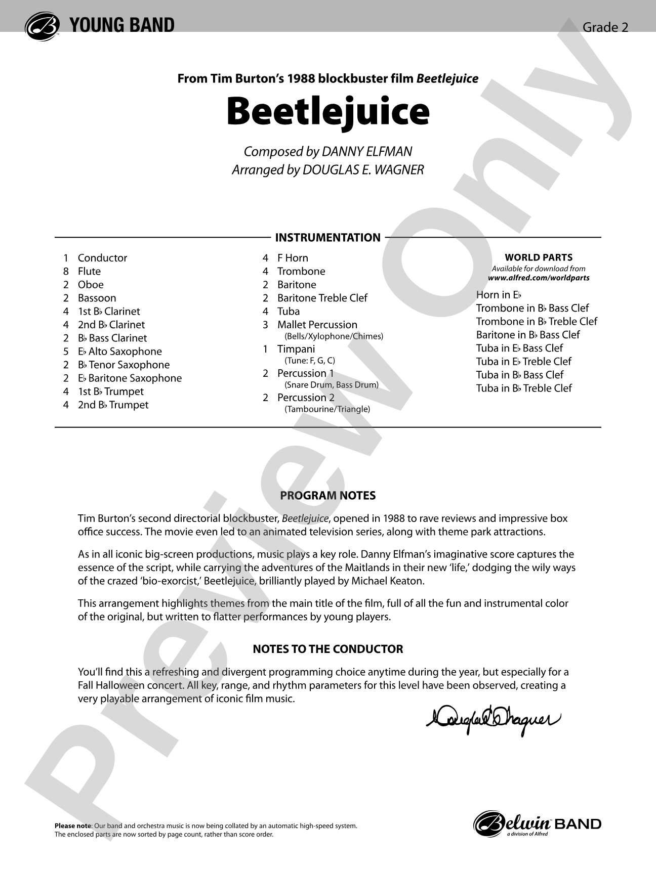 Beetlejuice: Concert Band Conductor Score & Parts