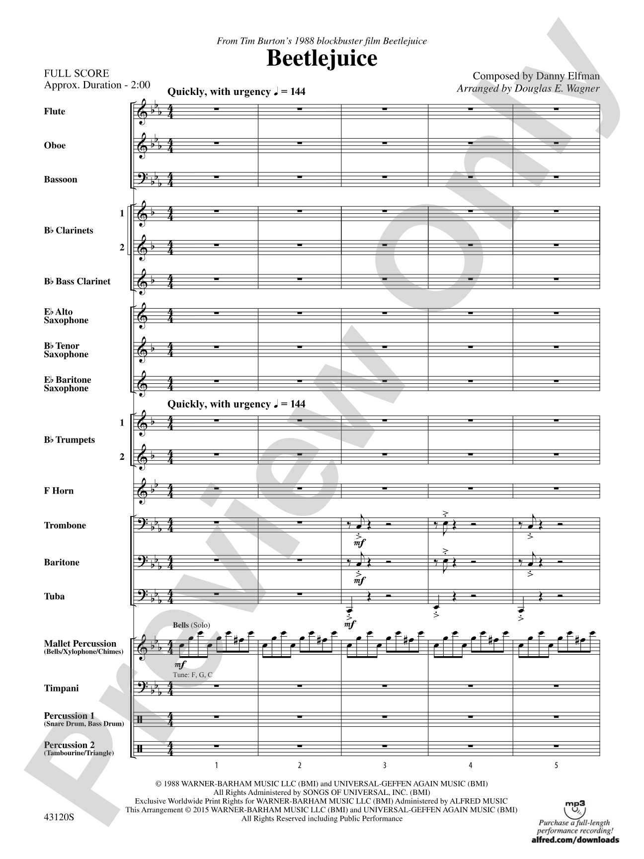 Beetlejuice: Concert Band Conductor Score & Parts