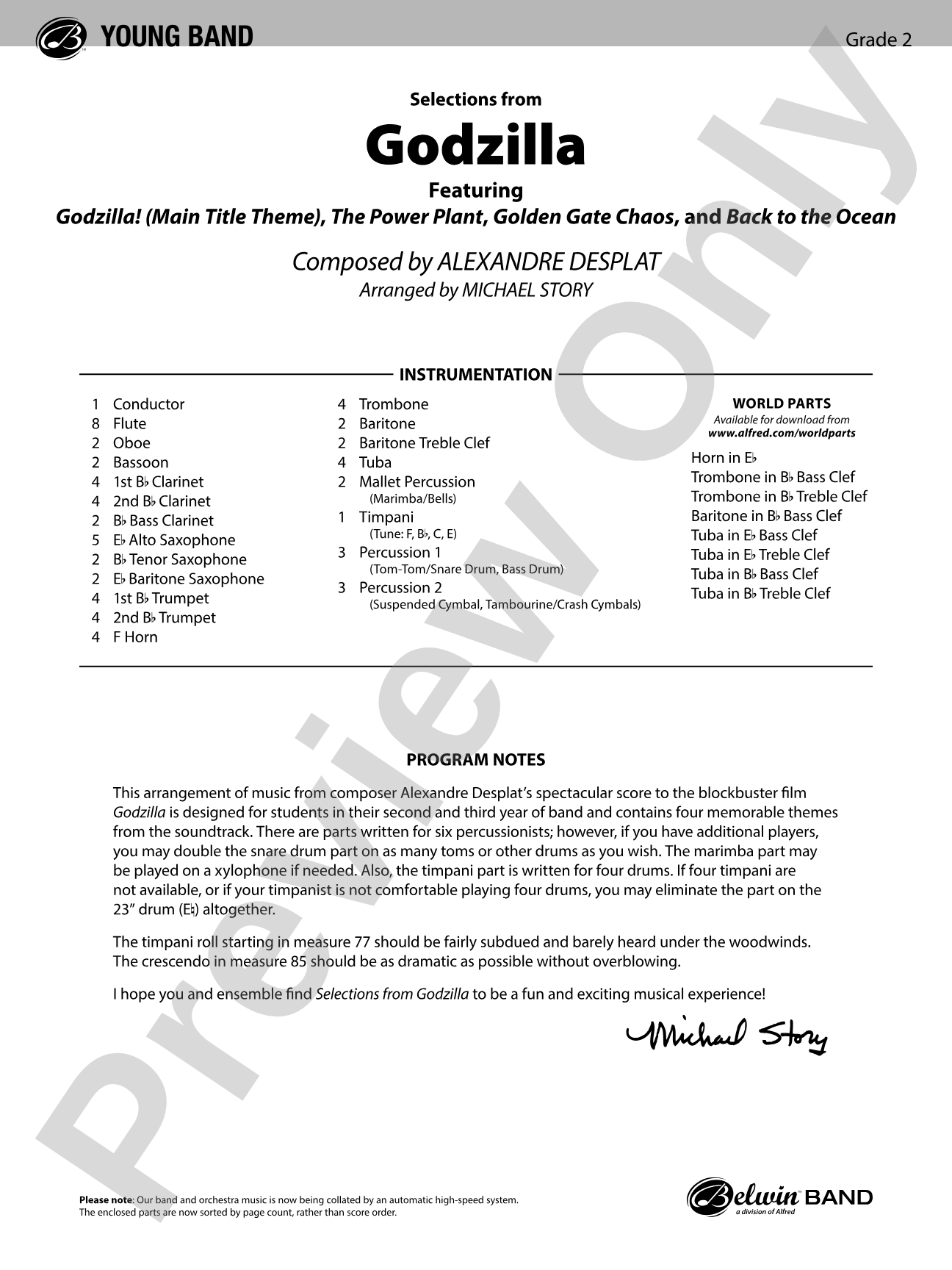 Godzilla, Selections from: Score