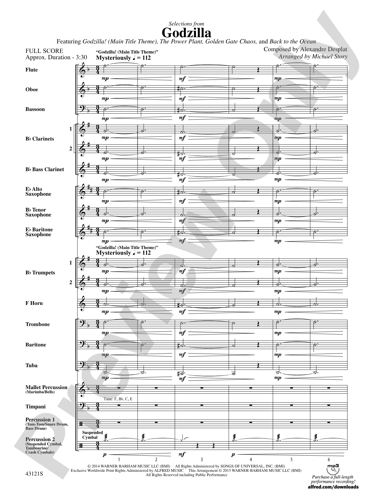 Godzilla, Selections from: Score