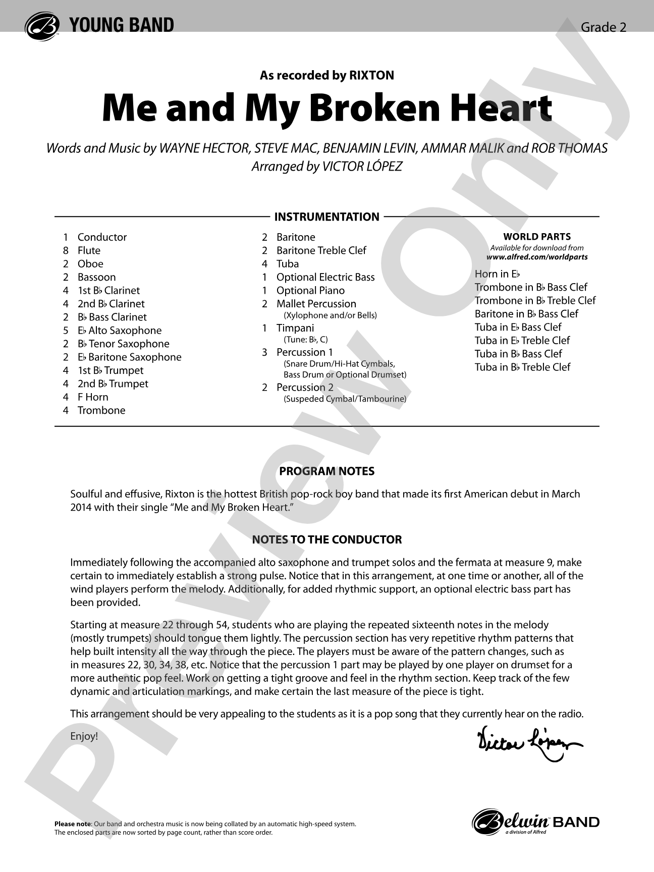 Me and My Broken Heart: Concert Band Conductor Score & Parts