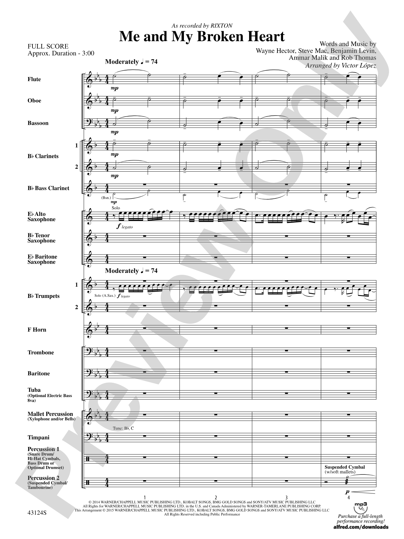 Me and My Broken Heart: Concert Band Conductor Score & Parts