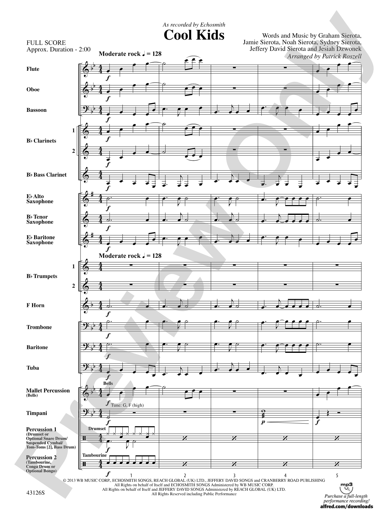 Cool Kids: Concert Band Conductor Score & Parts