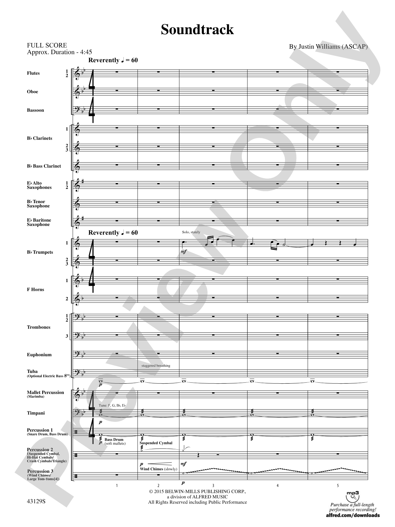 Soundtrack: Concert Band Conductor Score & Parts