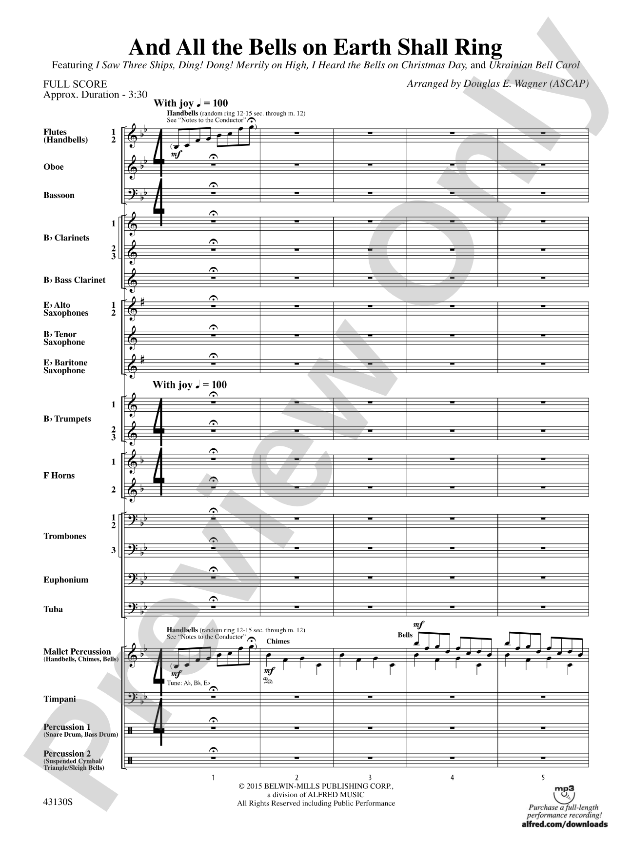 And All the Bells on Earth Shall Ring: Concert Band Conductor Score & Parts