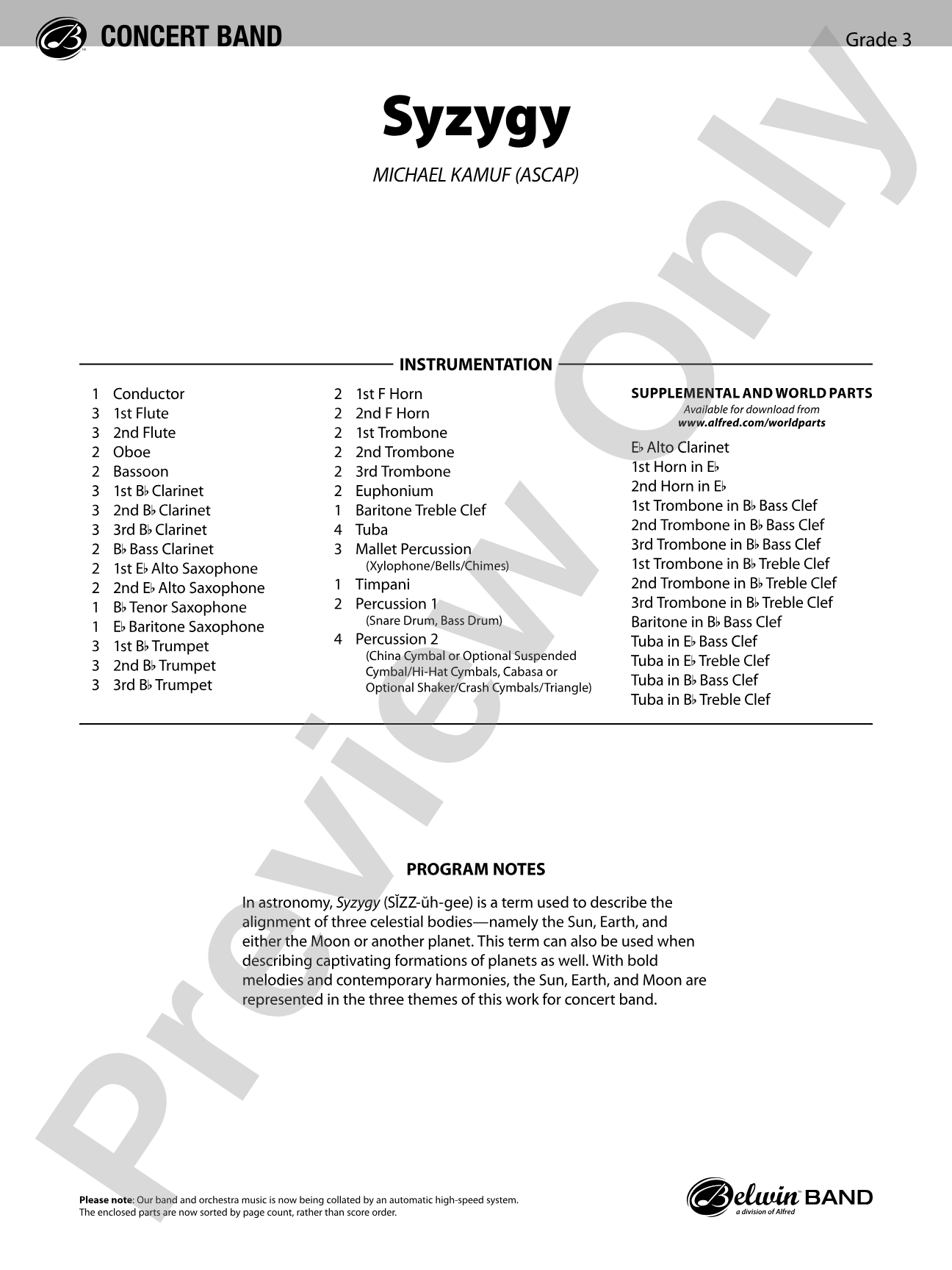 Syzygy: Concert Band Conductor Score & Parts