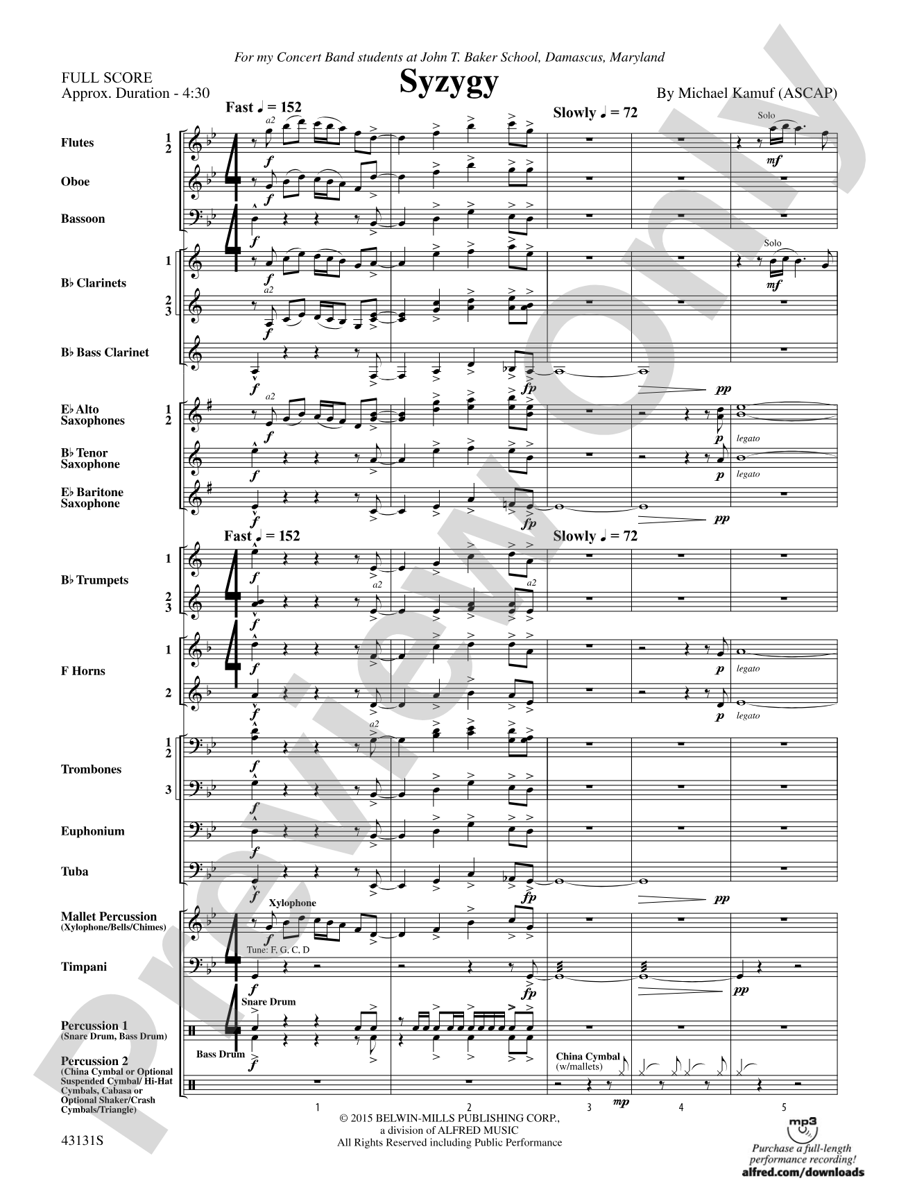 Syzygy: Concert Band Conductor Score & Parts