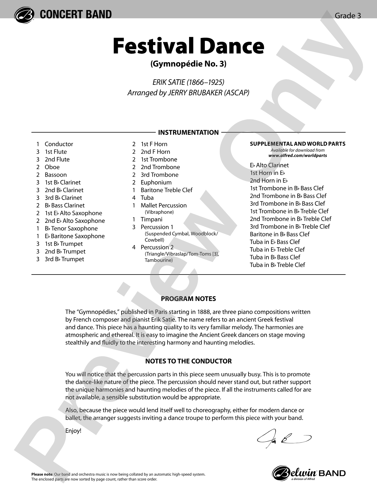 Festival Dance: Concert Band Conductor Score & Parts
