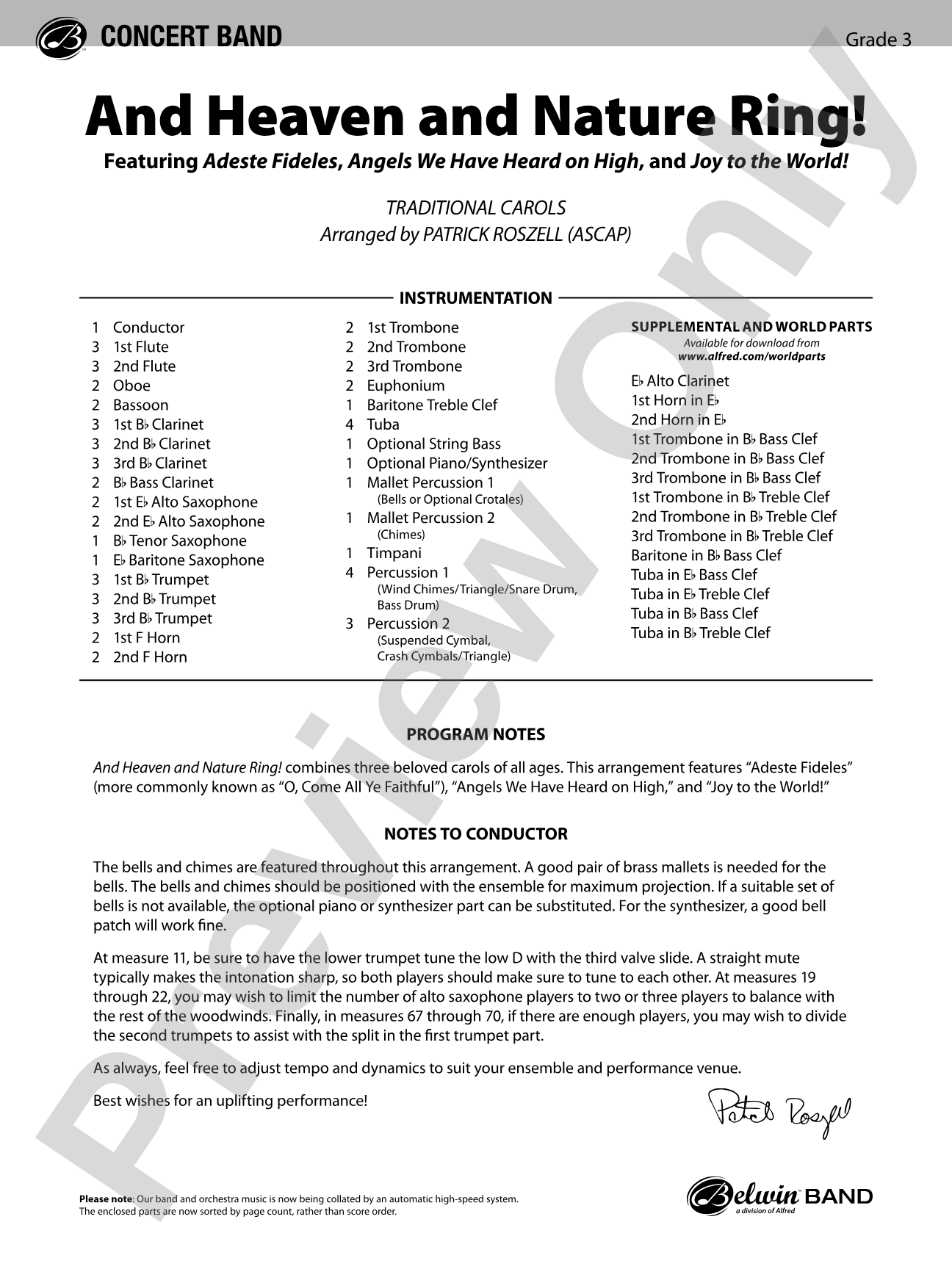 And Heaven and Nature Ring!: Concert Band Conductor Score & Parts