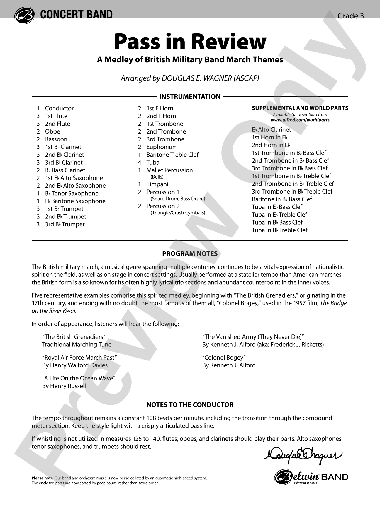 Pass in Review: Concert Band Conductor Score & Parts