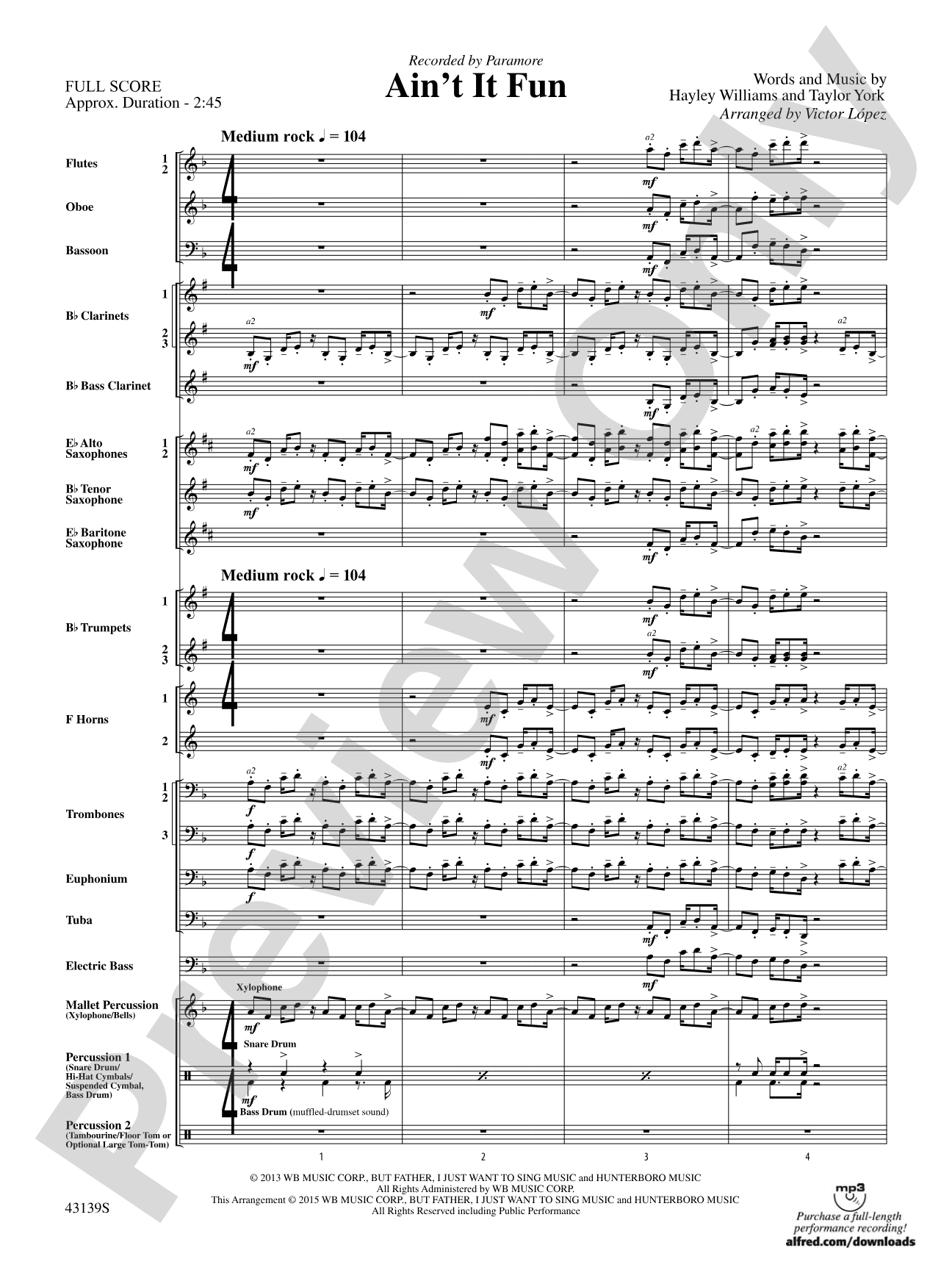 Ain't It Fun: Concert Band Conductor Score & Parts