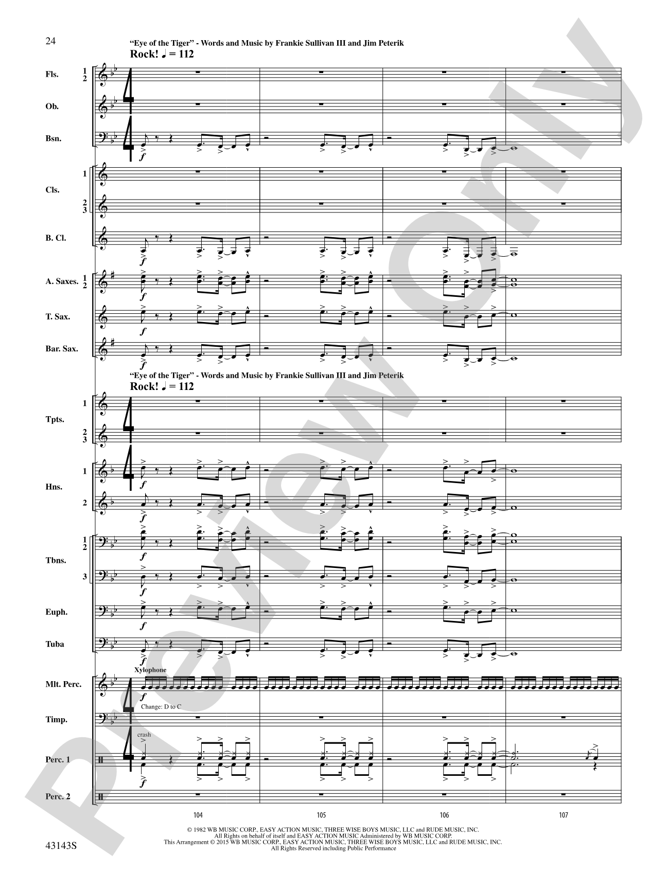 Rocky on Broadway: Concert Band Conductor Score & Parts