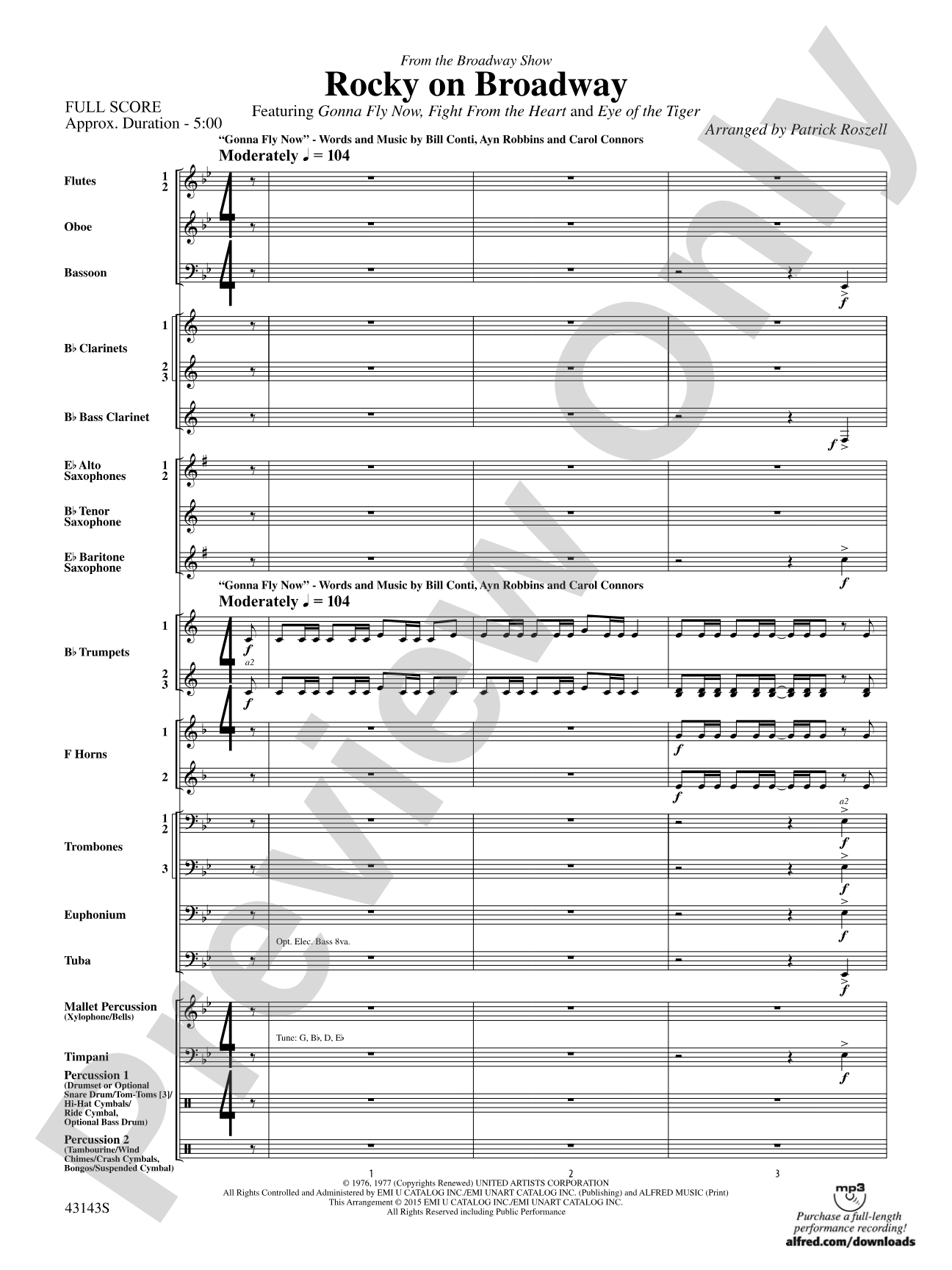 Rocky on Broadway: Concert Band Conductor Score & Parts