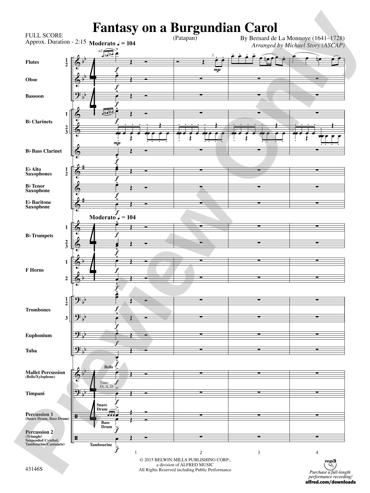 Fantasy on a Burgundian Carol: Concert Band Conductor Score & Parts