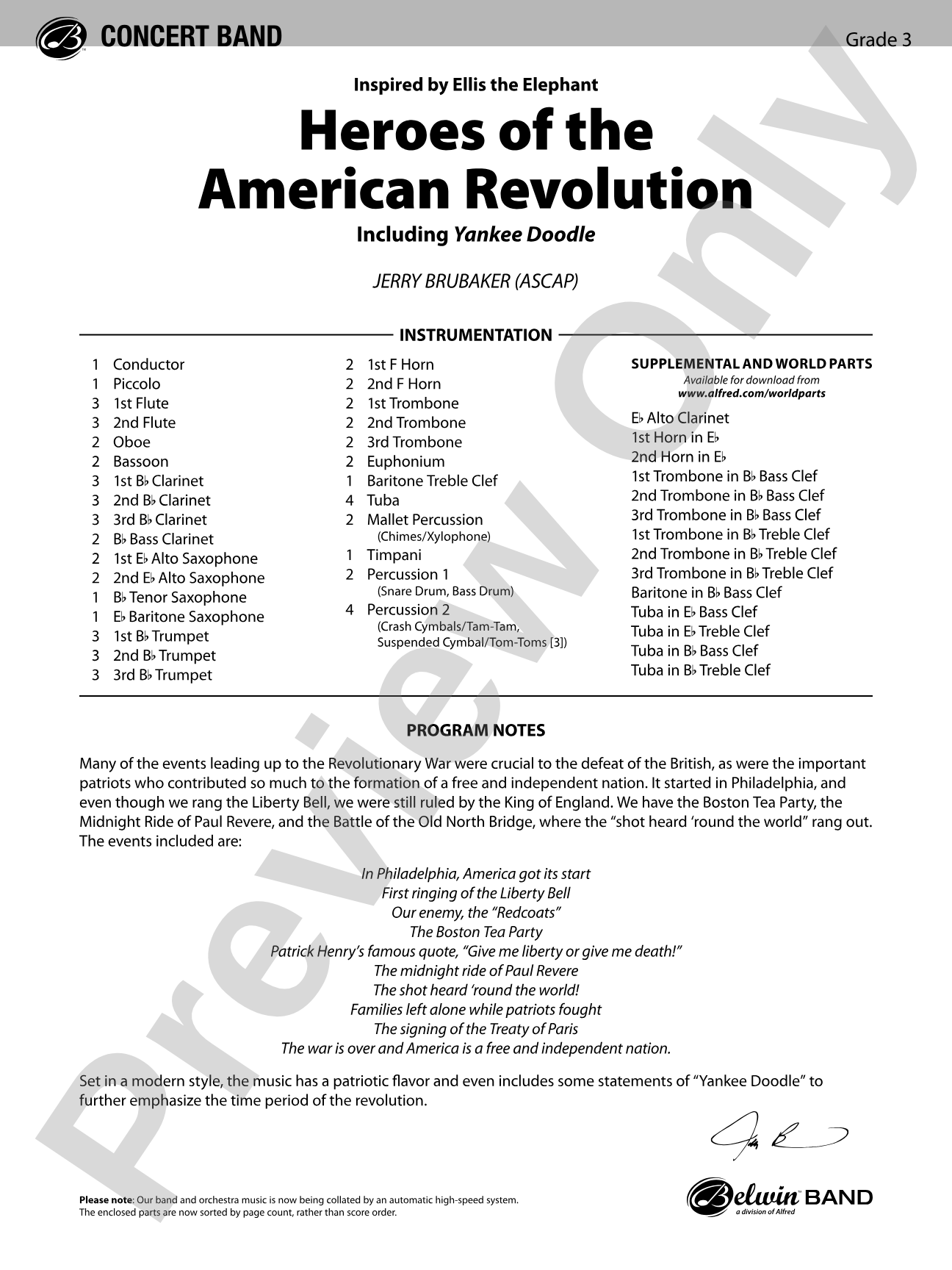 Heroes of the American Revolution: Concert Band Conductor Score & Parts
