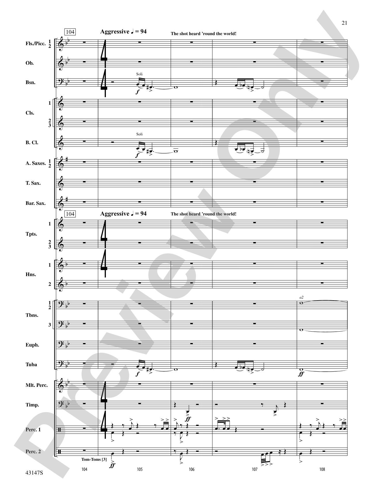 Heroes of the American Revolution: Concert Band Conductor Score & Parts