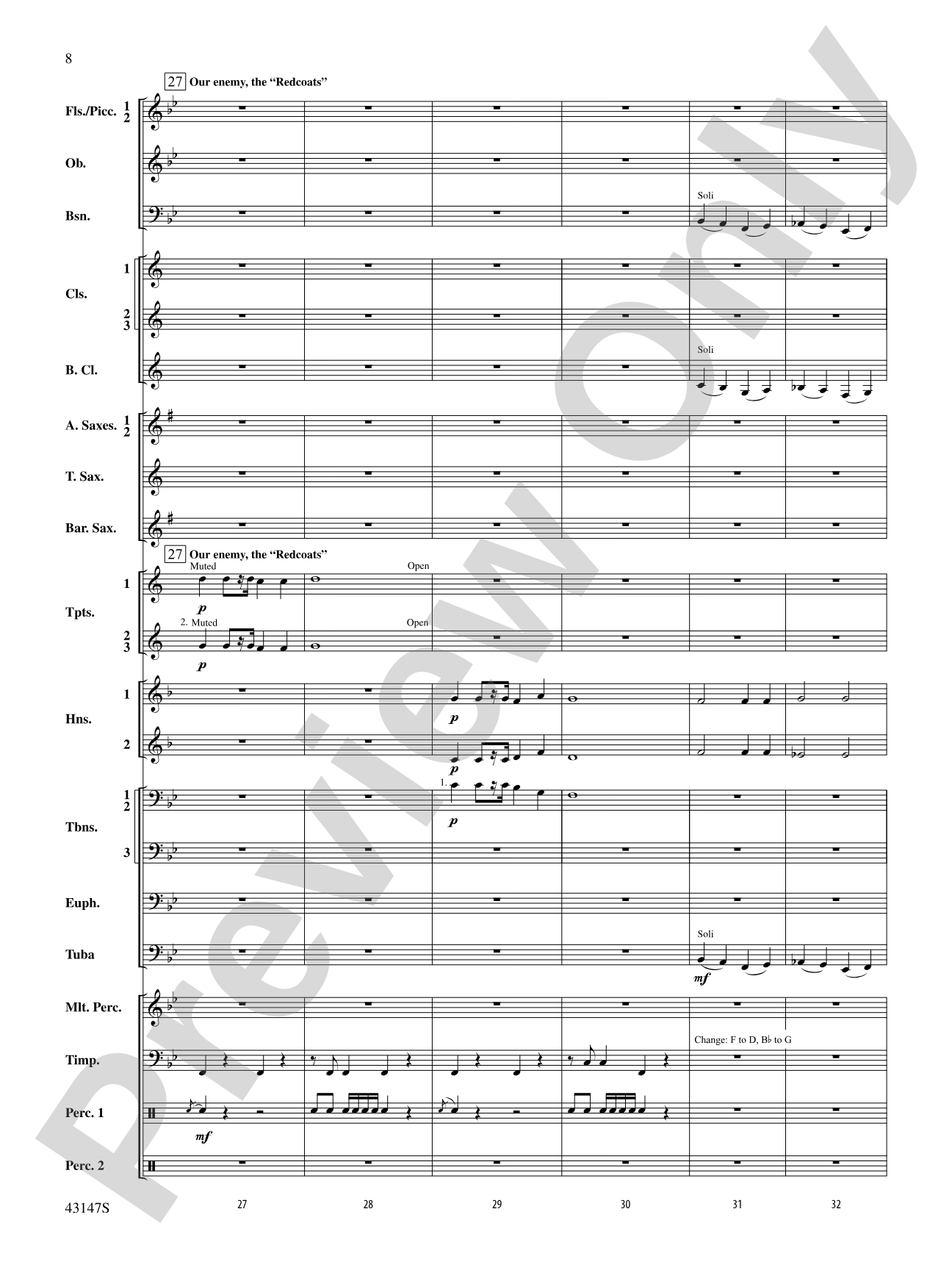 Heroes of the American Revolution: Concert Band Conductor Score & Parts