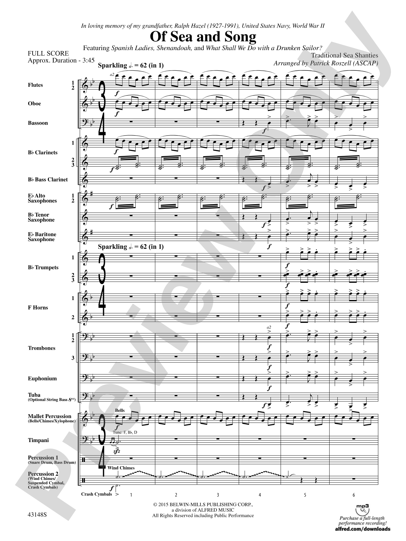 Of Sea and Song: Score