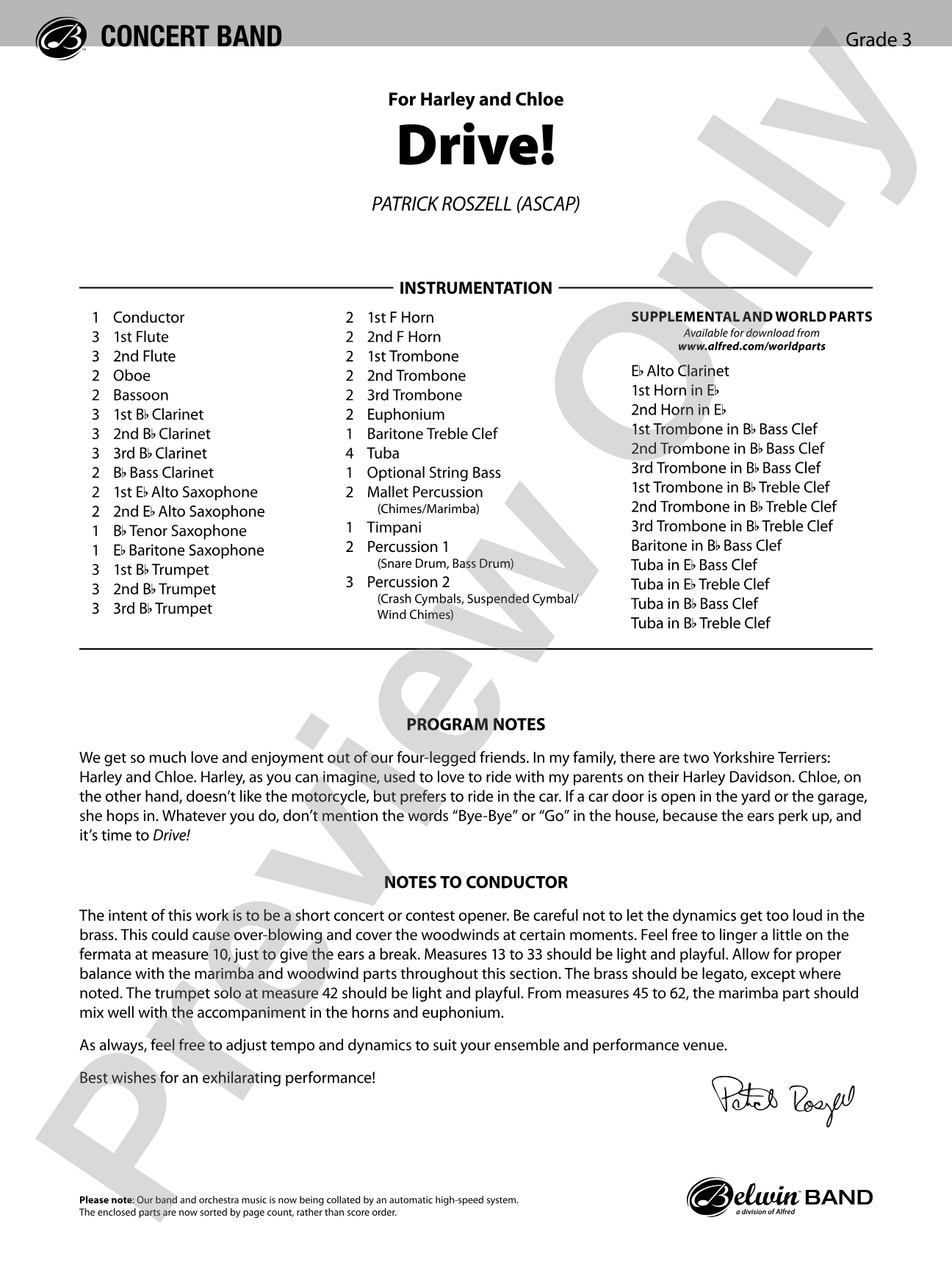Drive!: Concert Band Conductor Score & Parts