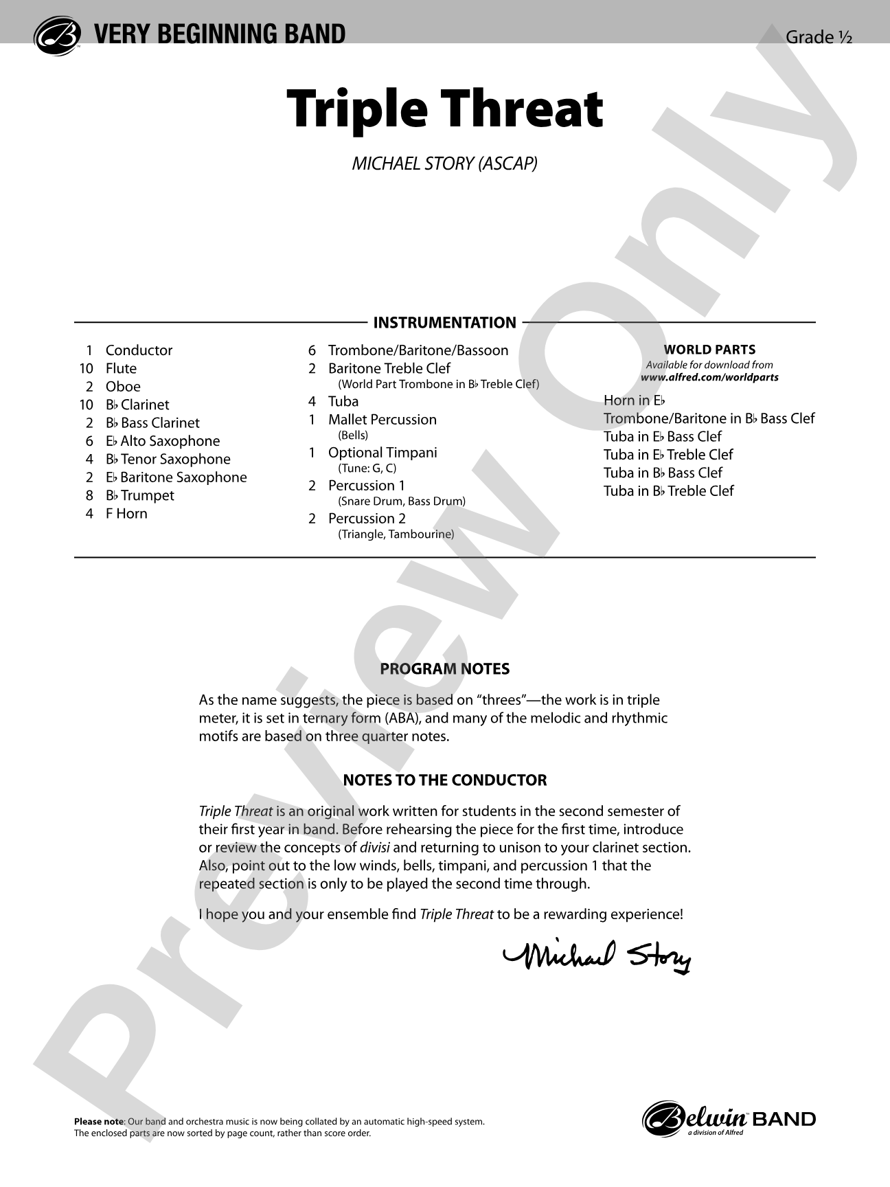 Triple Threat: Concert Band Conductor Score & Parts