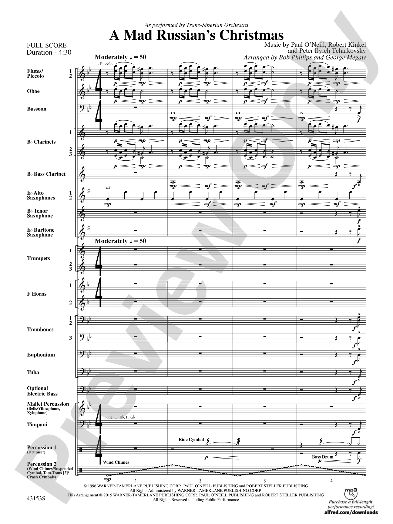 A Mad Russian's Christmas: Concert Band Conductor Score & Parts