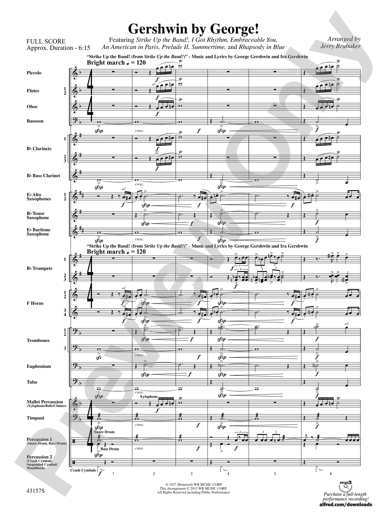 Gershwin by George!: Concert Band Conductor Score & Parts