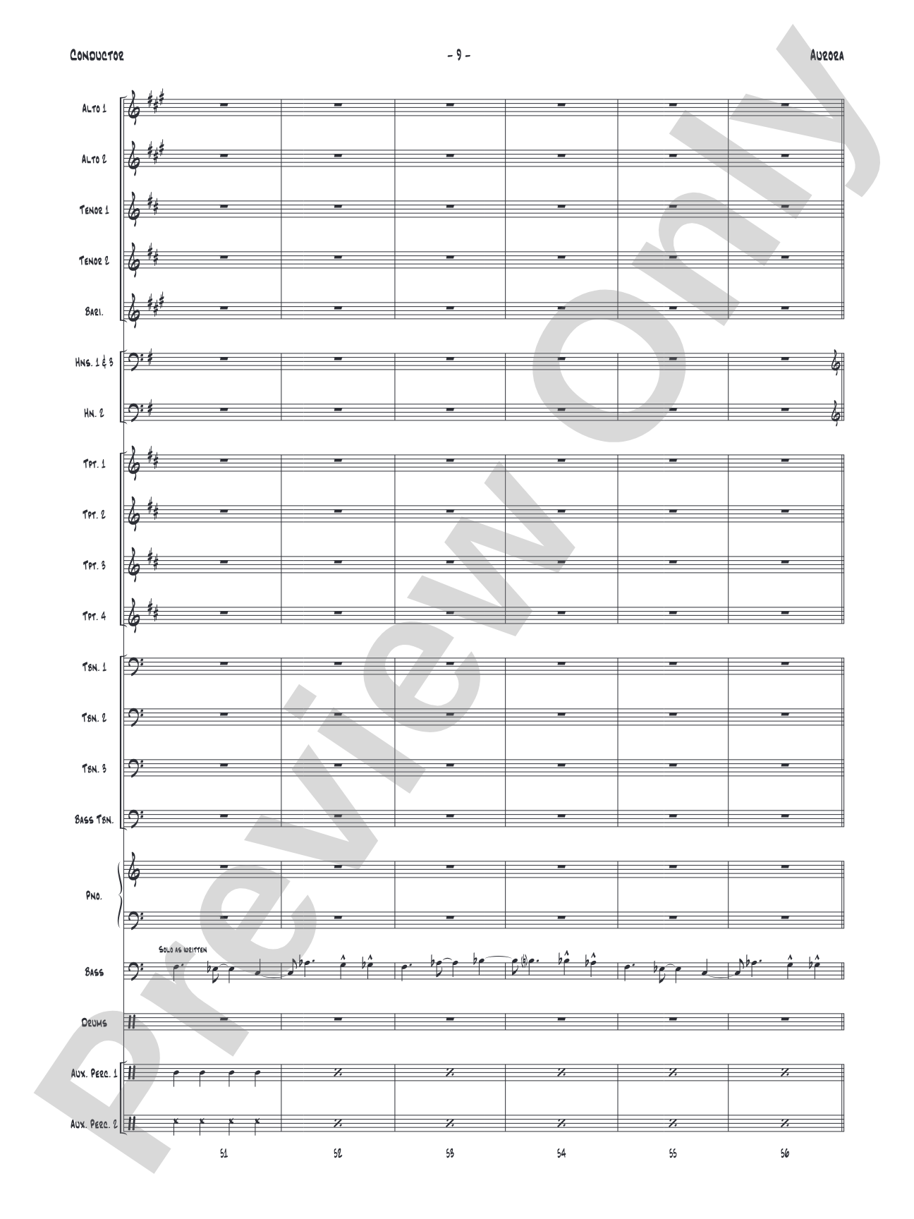 Aurora: Jazz Ensemble Conductor Score & Parts