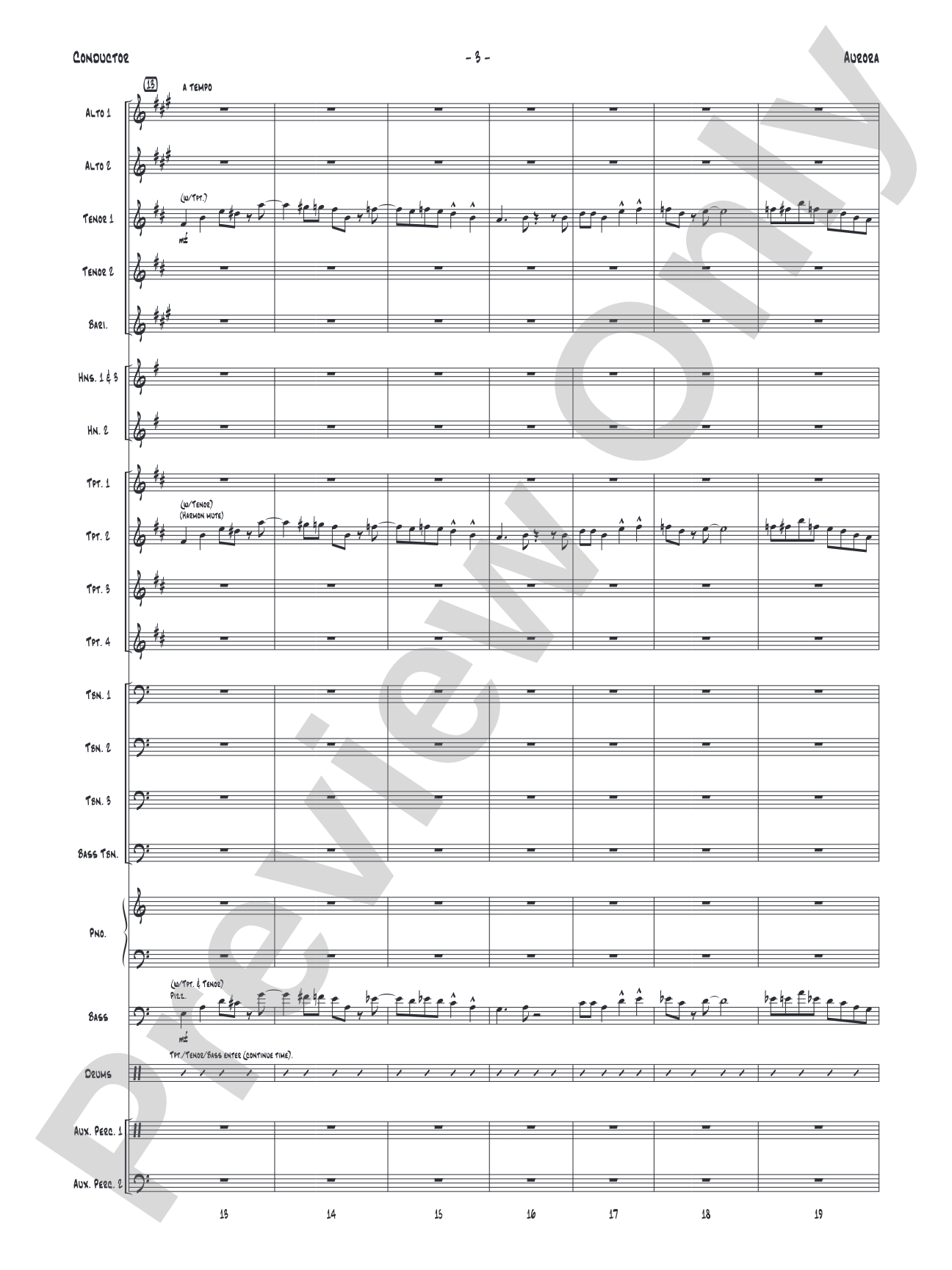 Aurora: Jazz Ensemble Conductor Score & Parts