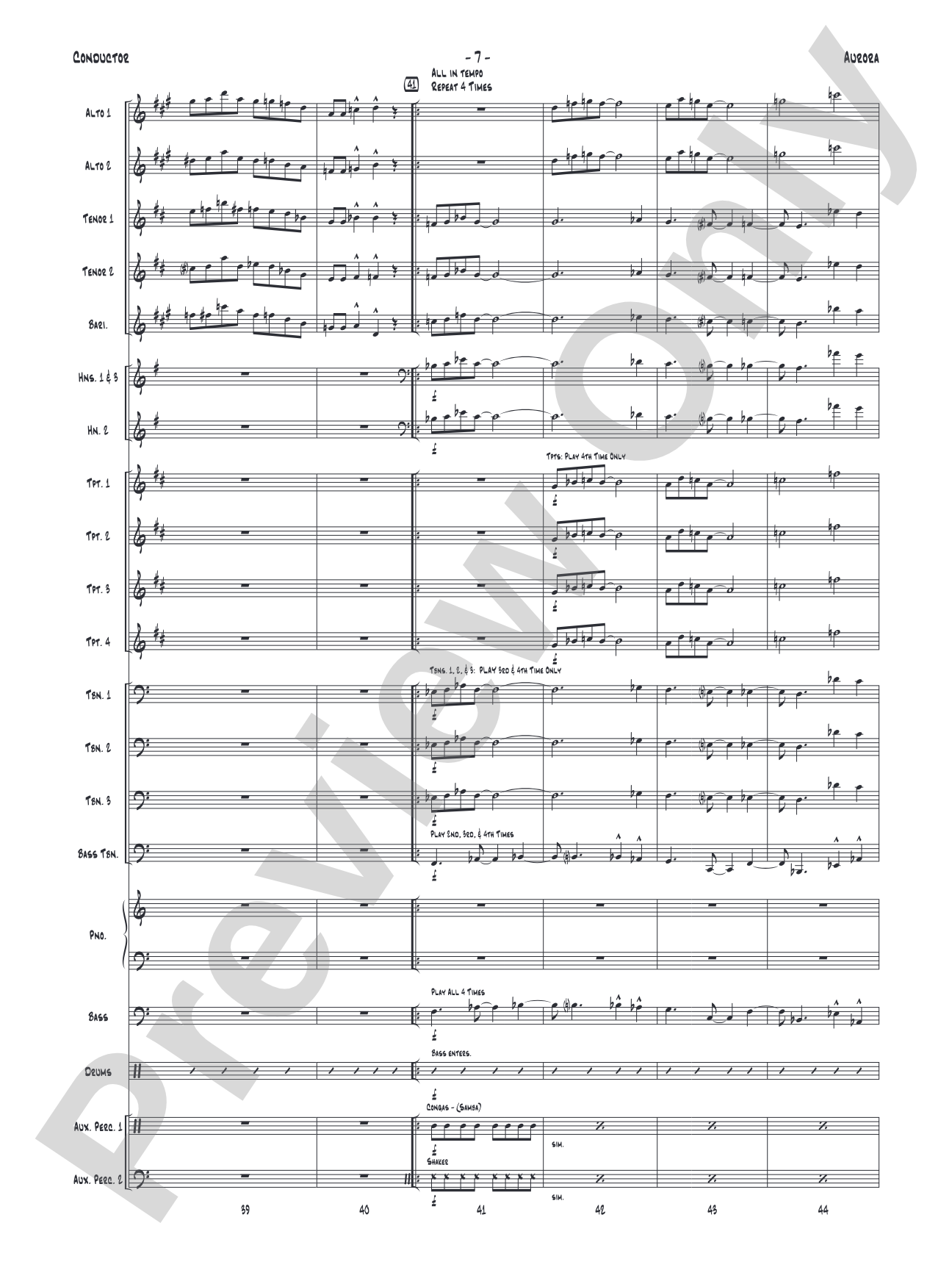 Aurora: Jazz Ensemble Conductor Score & Parts