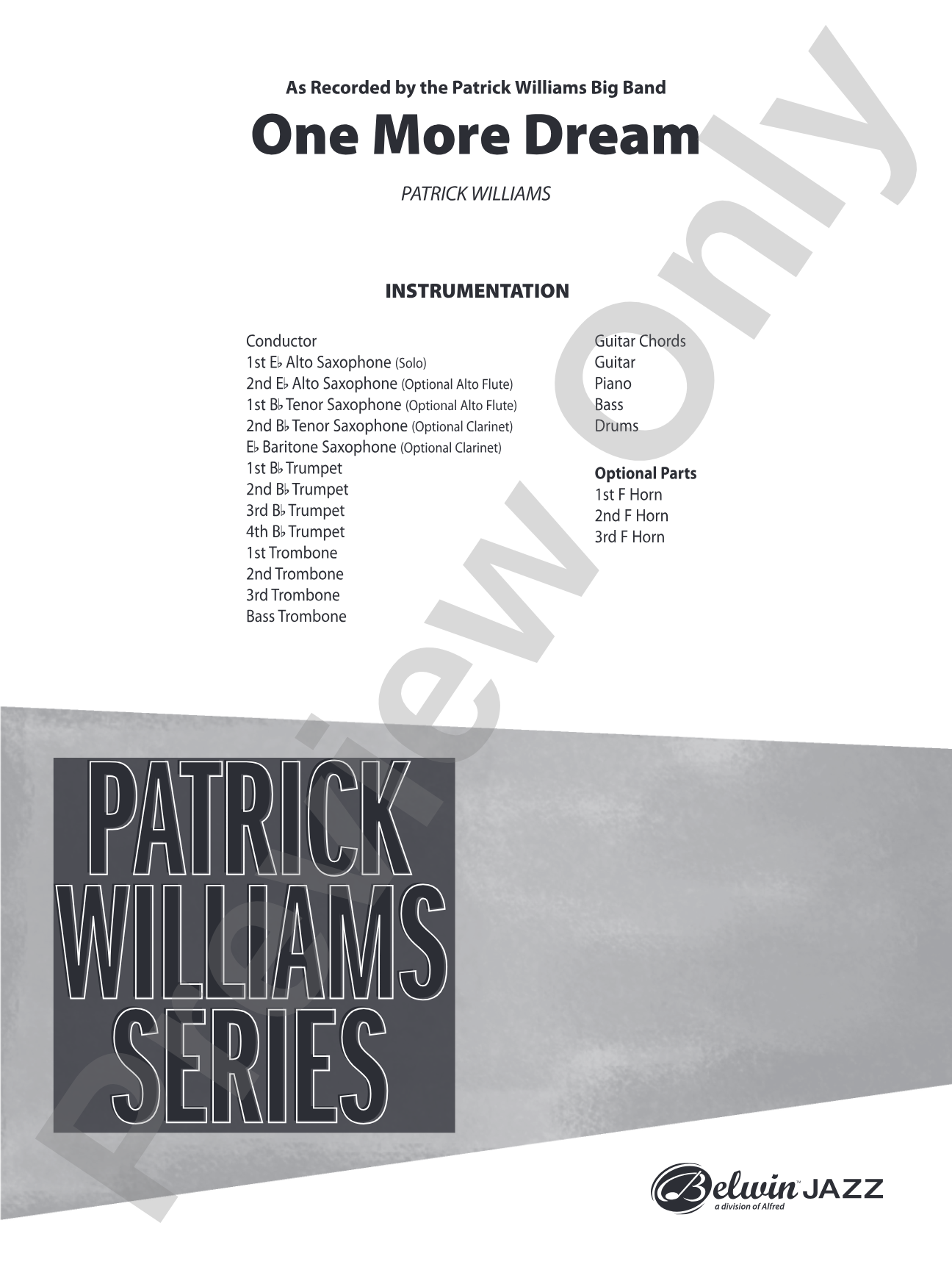 One More Dream: Jazz Ensemble Conductor Score & Parts