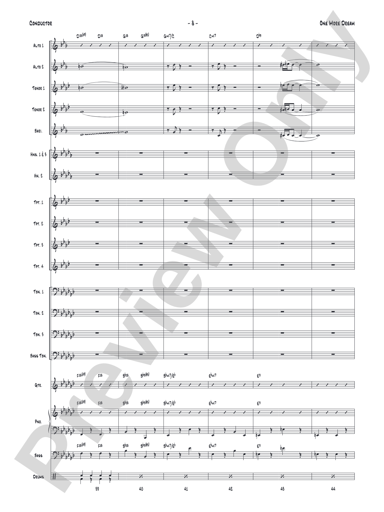 One More Dream: Jazz Ensemble Conductor Score & Parts