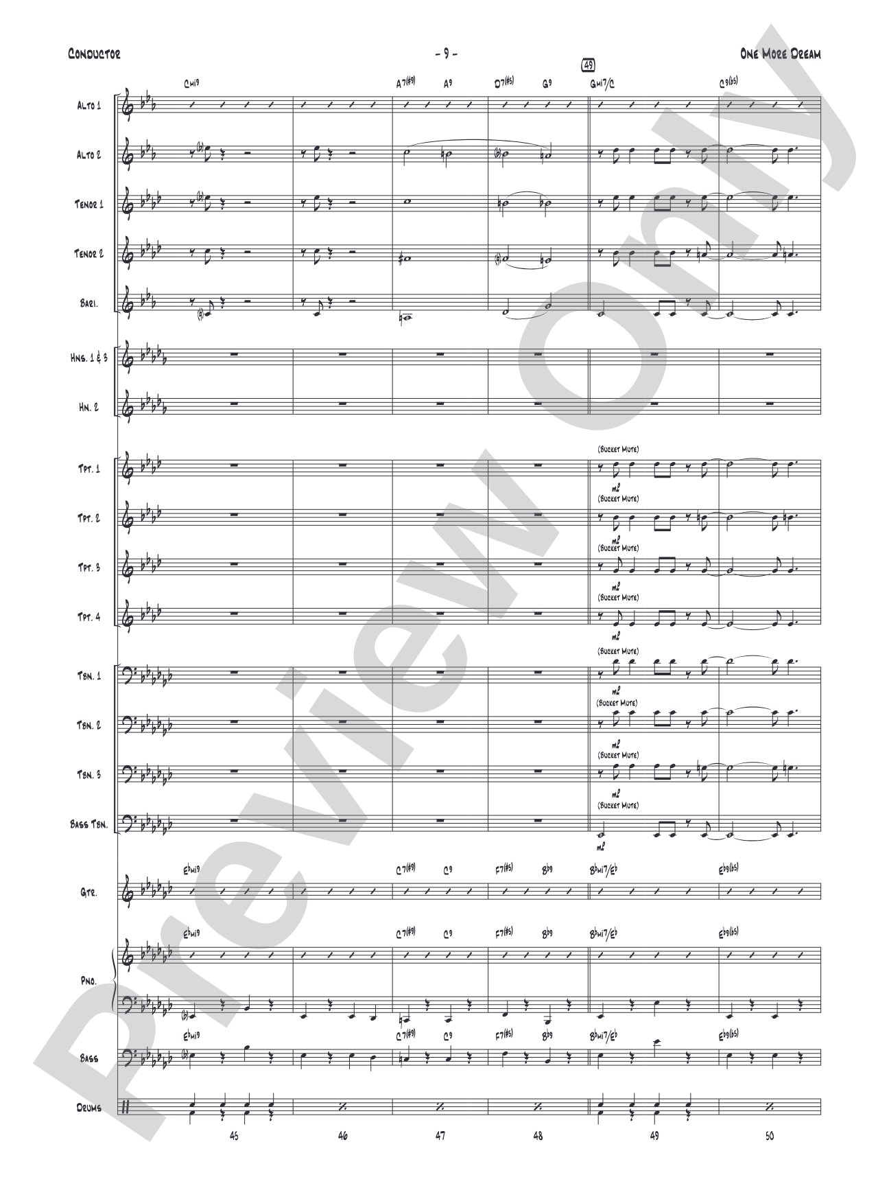 One More Dream: Jazz Ensemble Conductor Score & Parts