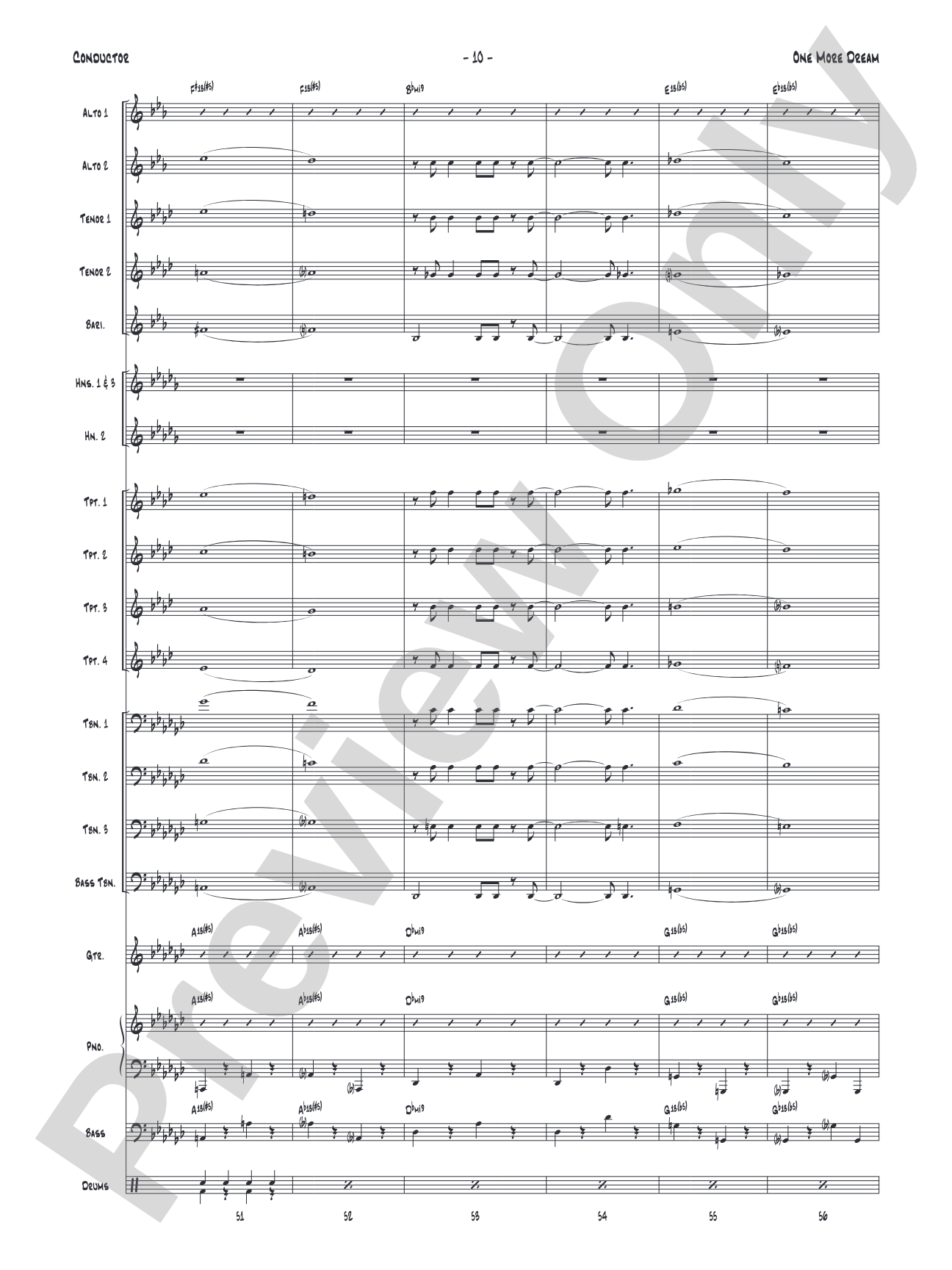 One More Dream: Jazz Ensemble Conductor Score & Parts