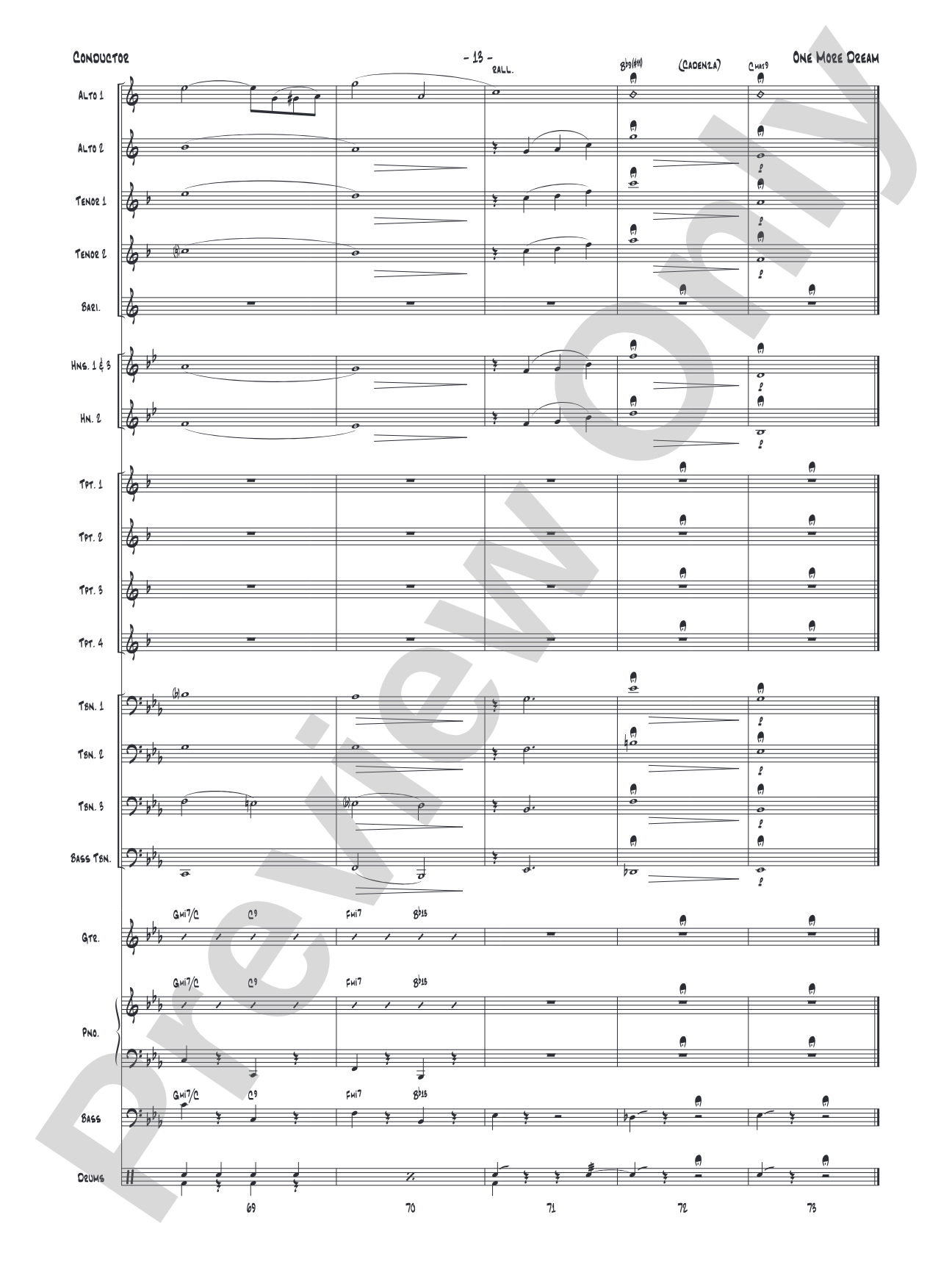 One More Dream: Jazz Ensemble Conductor Score & Parts