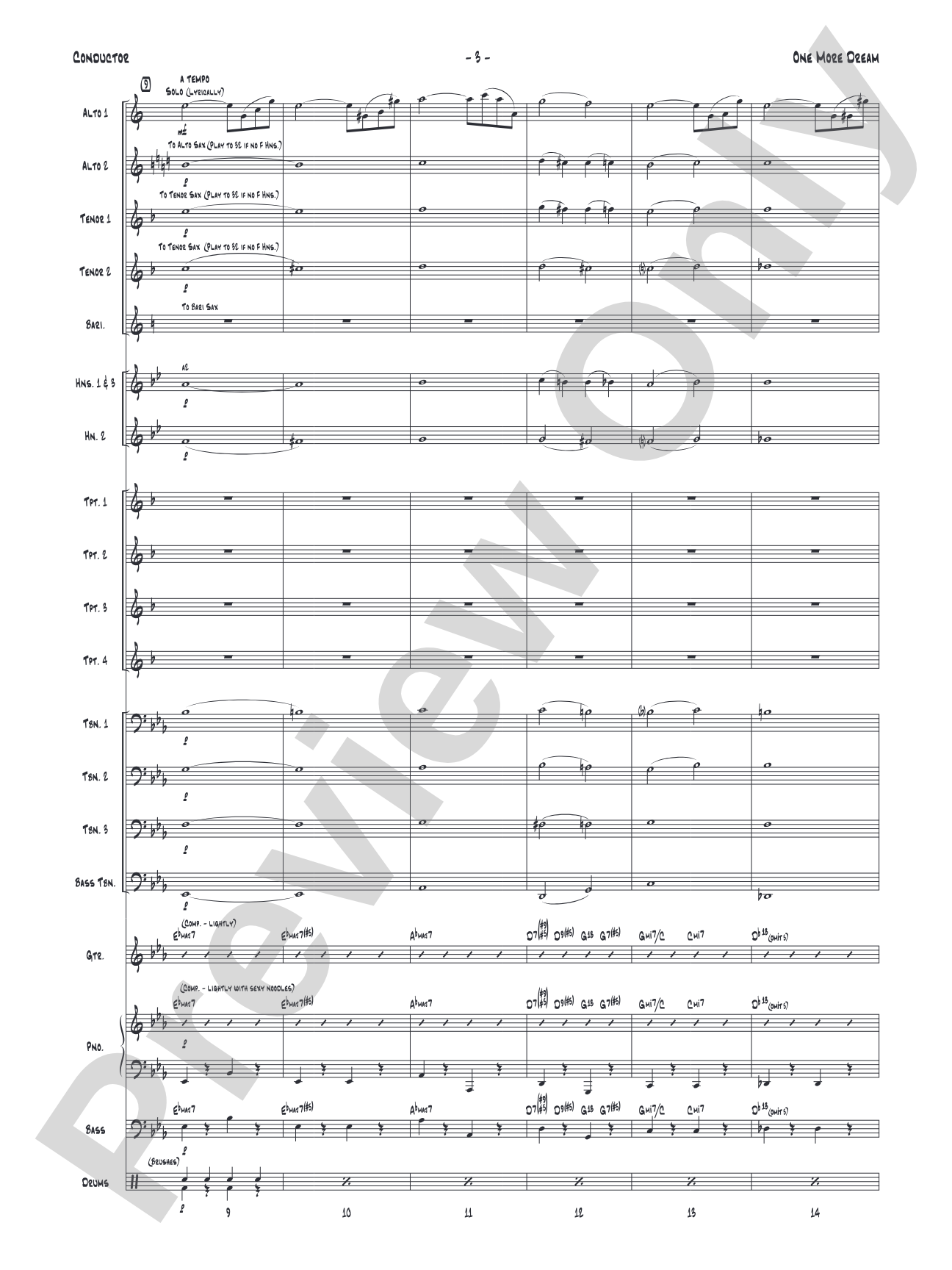 One More Dream: Jazz Ensemble Conductor Score & Parts