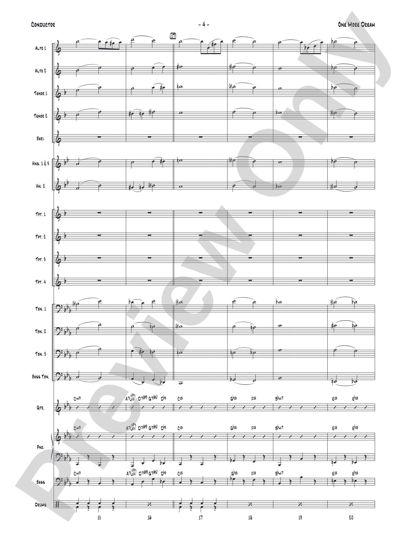 One More Dream: Jazz Ensemble Conductor Score & Parts