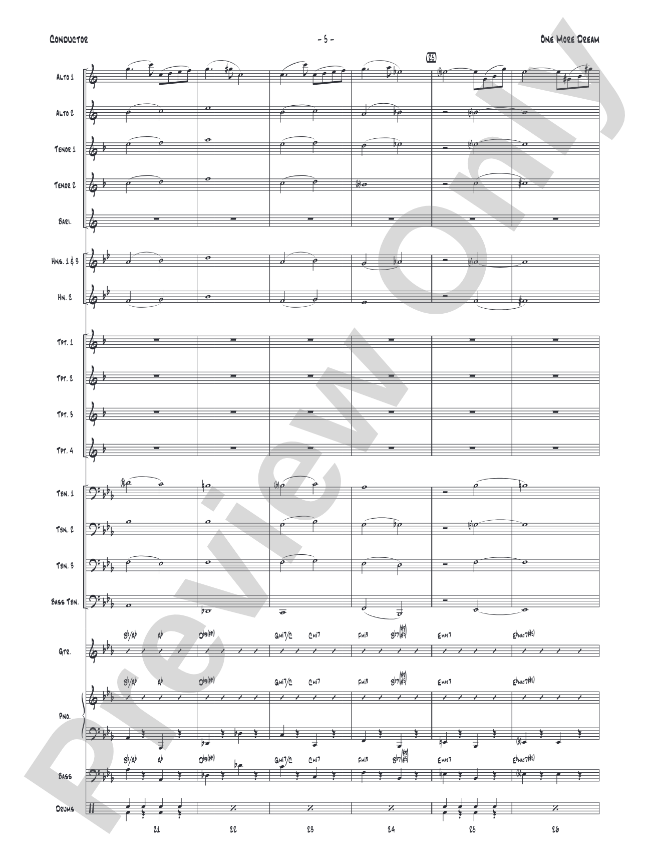 One More Dream: Jazz Ensemble Conductor Score & Parts