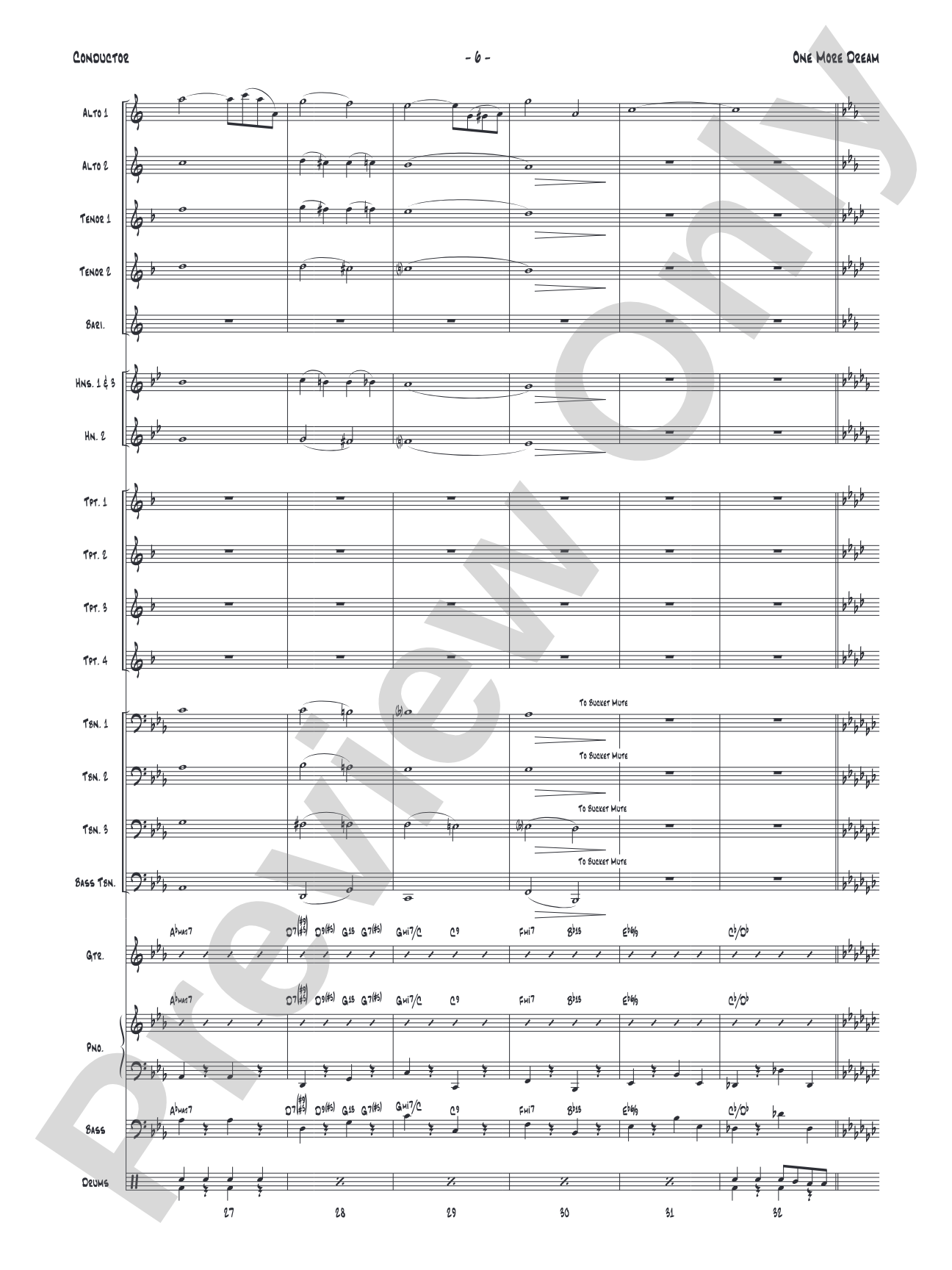 One More Dream: Jazz Ensemble Conductor Score & Parts