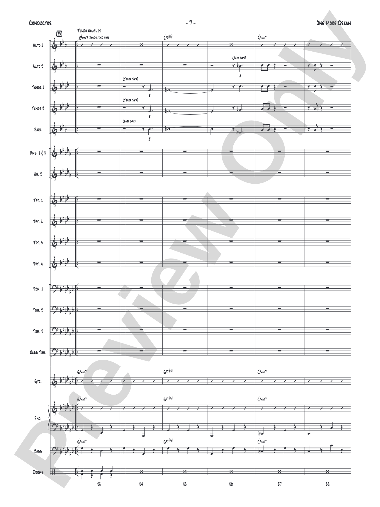 One More Dream: Jazz Ensemble Conductor Score & Parts