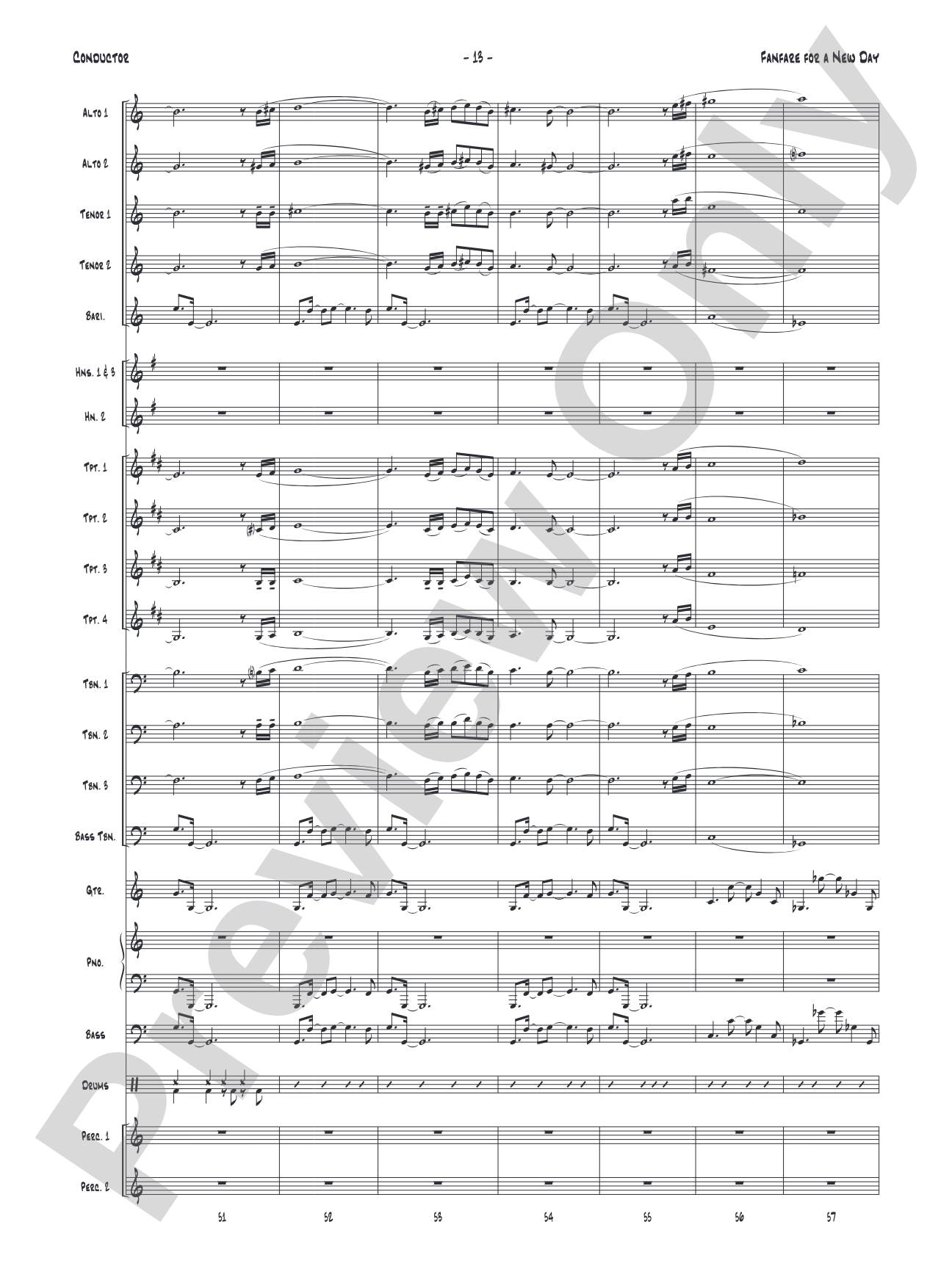 Fanfare for a New Day: Jazz Ensemble Conductor Score & Parts