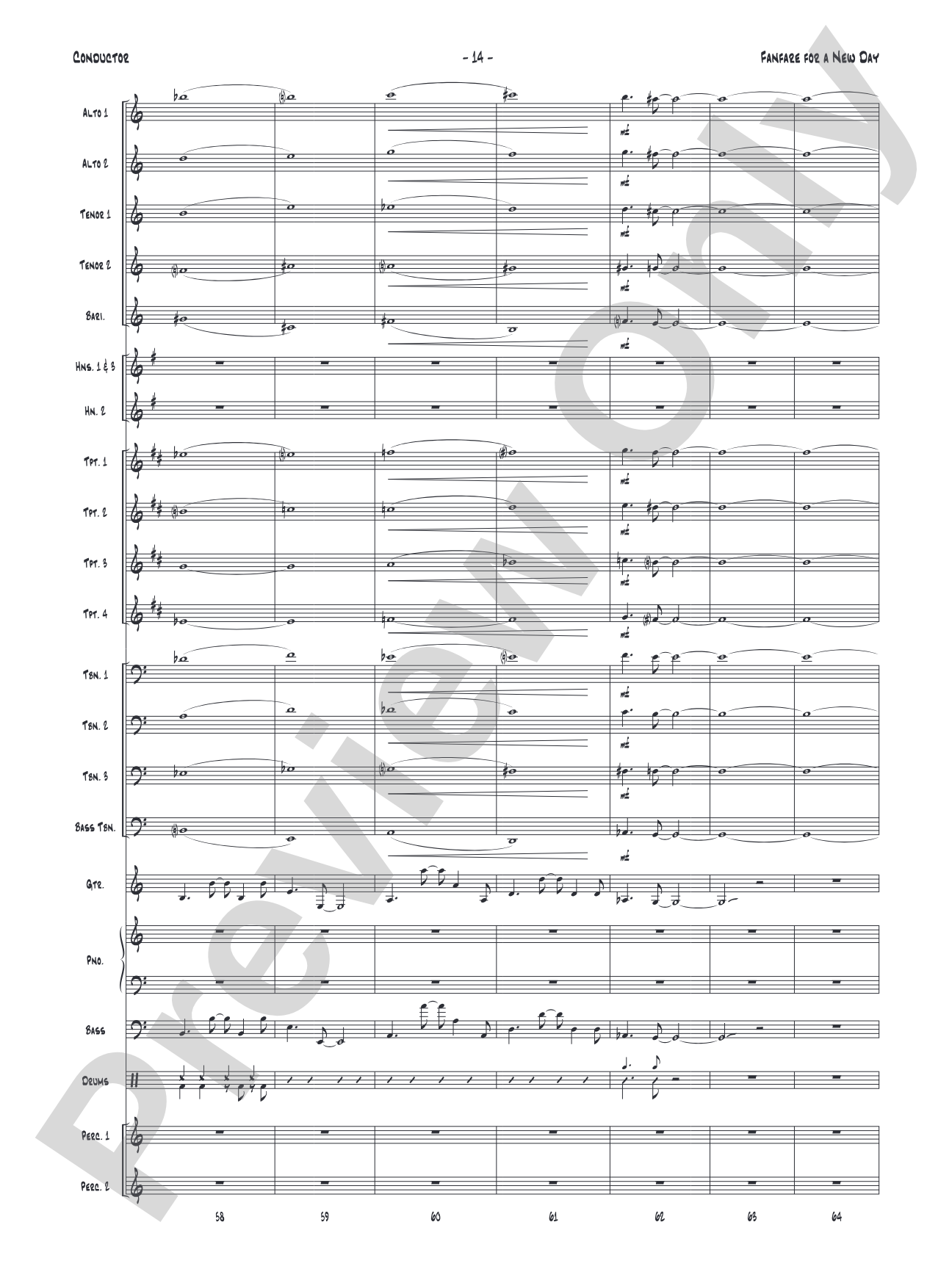 Fanfare for a New Day: Jazz Ensemble Conductor Score & Parts